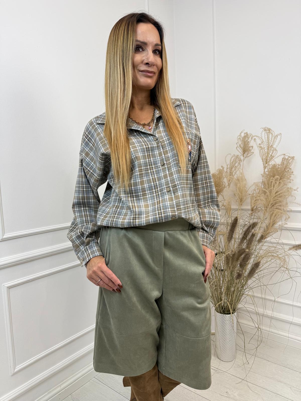 Spodnie Kuloty Zamszowe Khaki Minouu