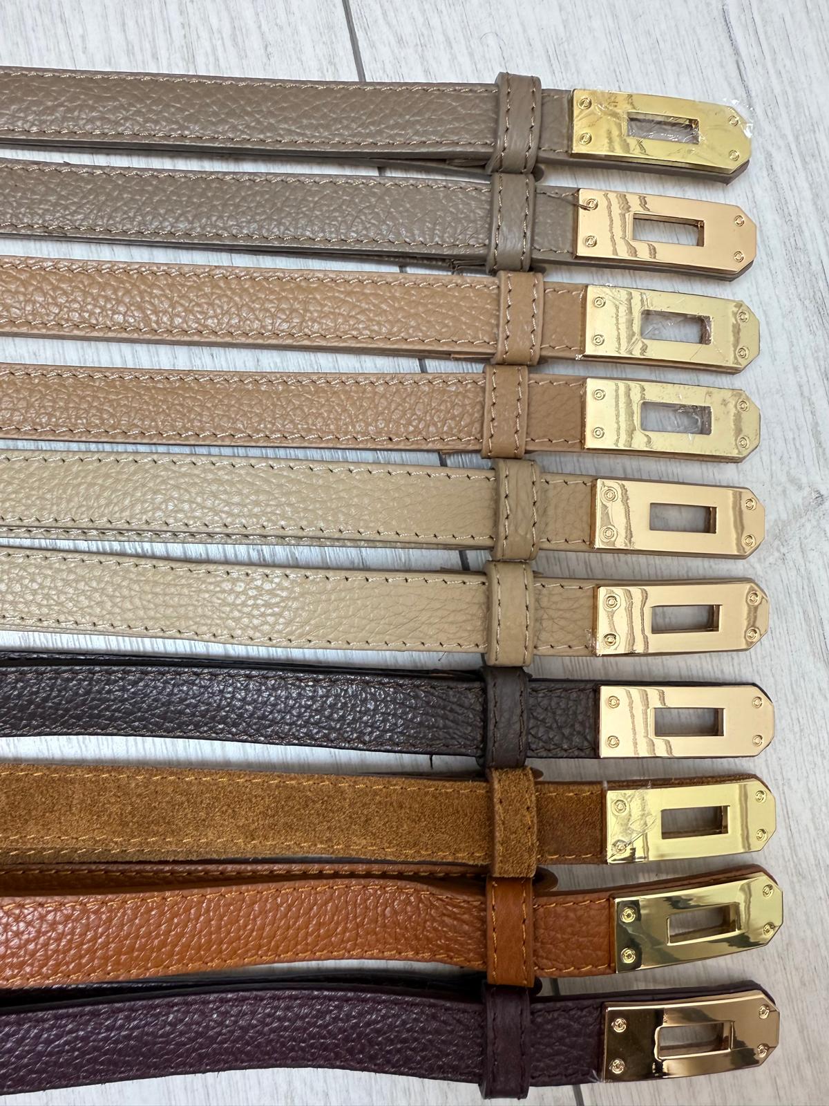 Pasek ala Hermes Skóra Naturalna Kolor Koniakowy