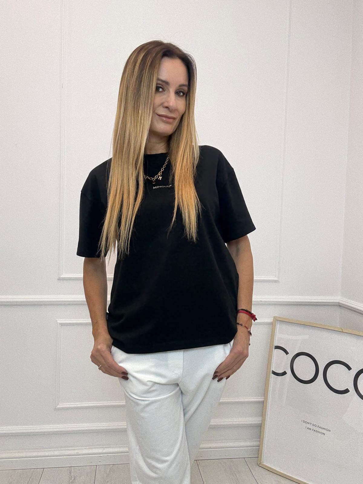 Czarny Damski T-Shirt Minouu