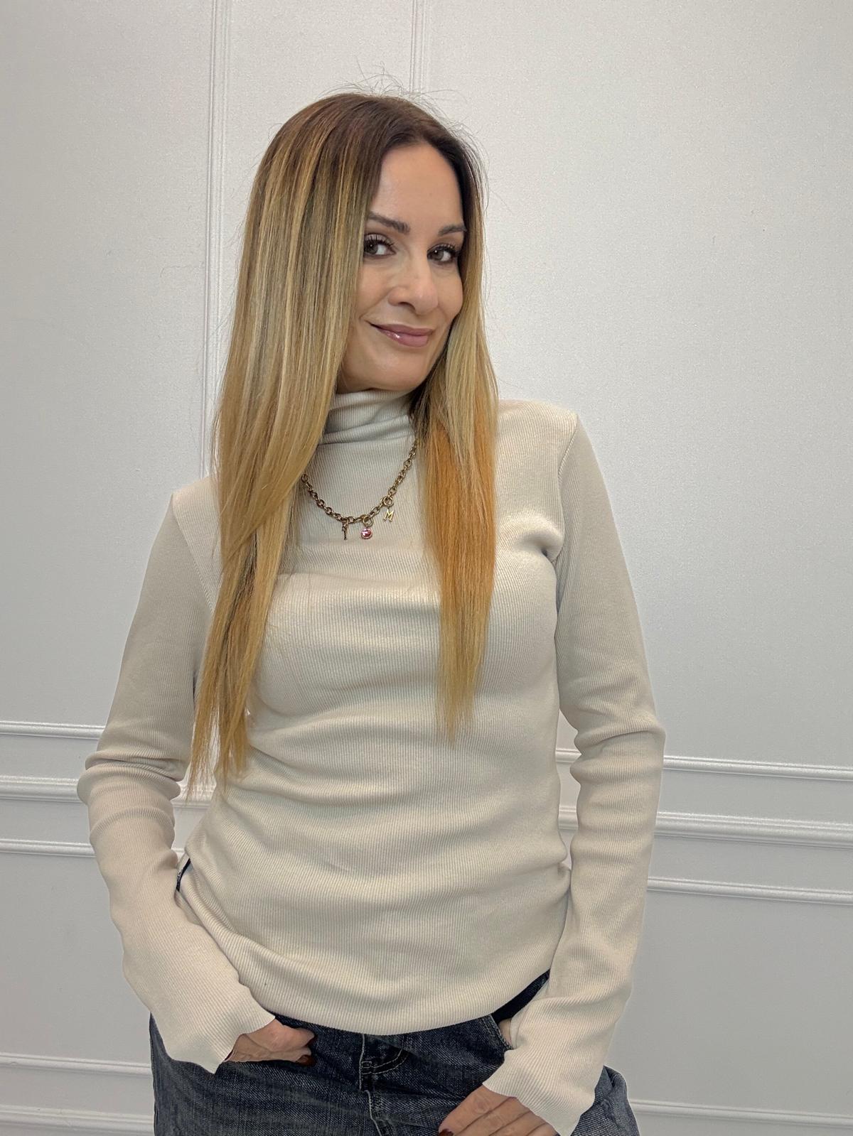 Jasno Beżowy Sweter Golf Minouu ANAIS 