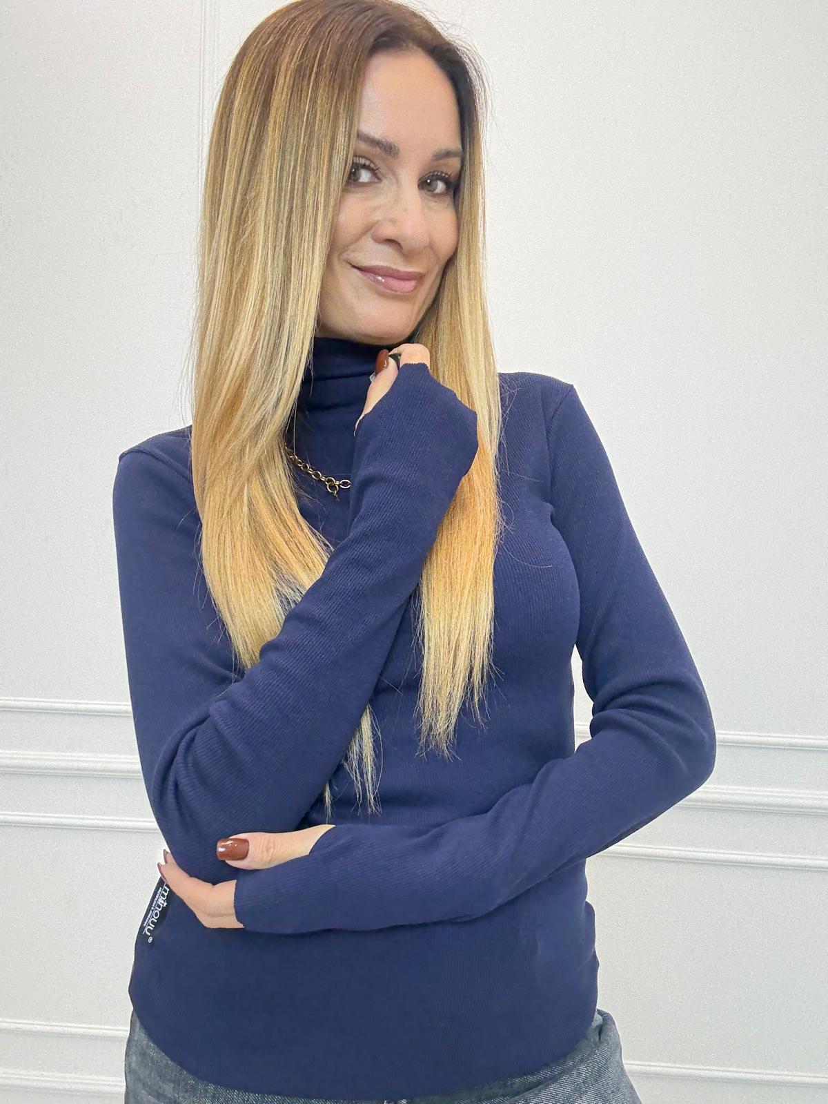 Granatowy Sweter Golf Minouu ANAIS 