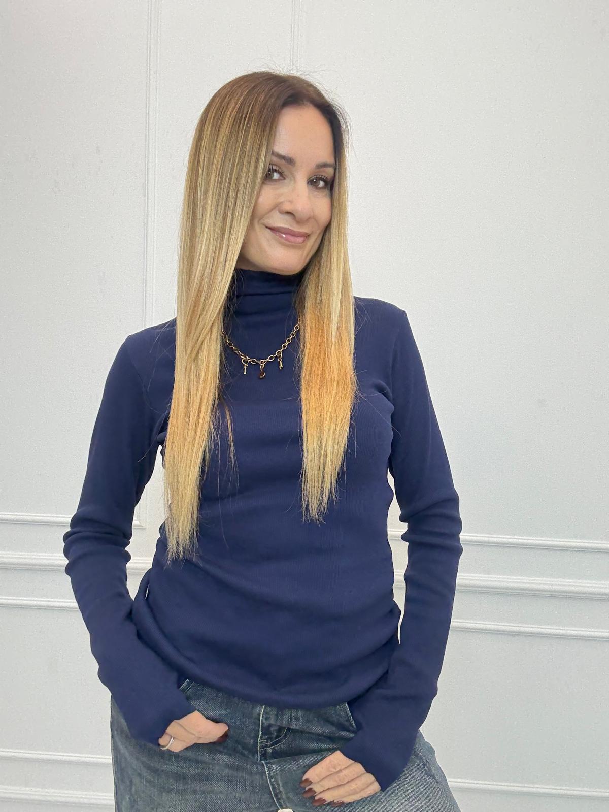 Granatowy Sweter Golf Minouu ANAIS 