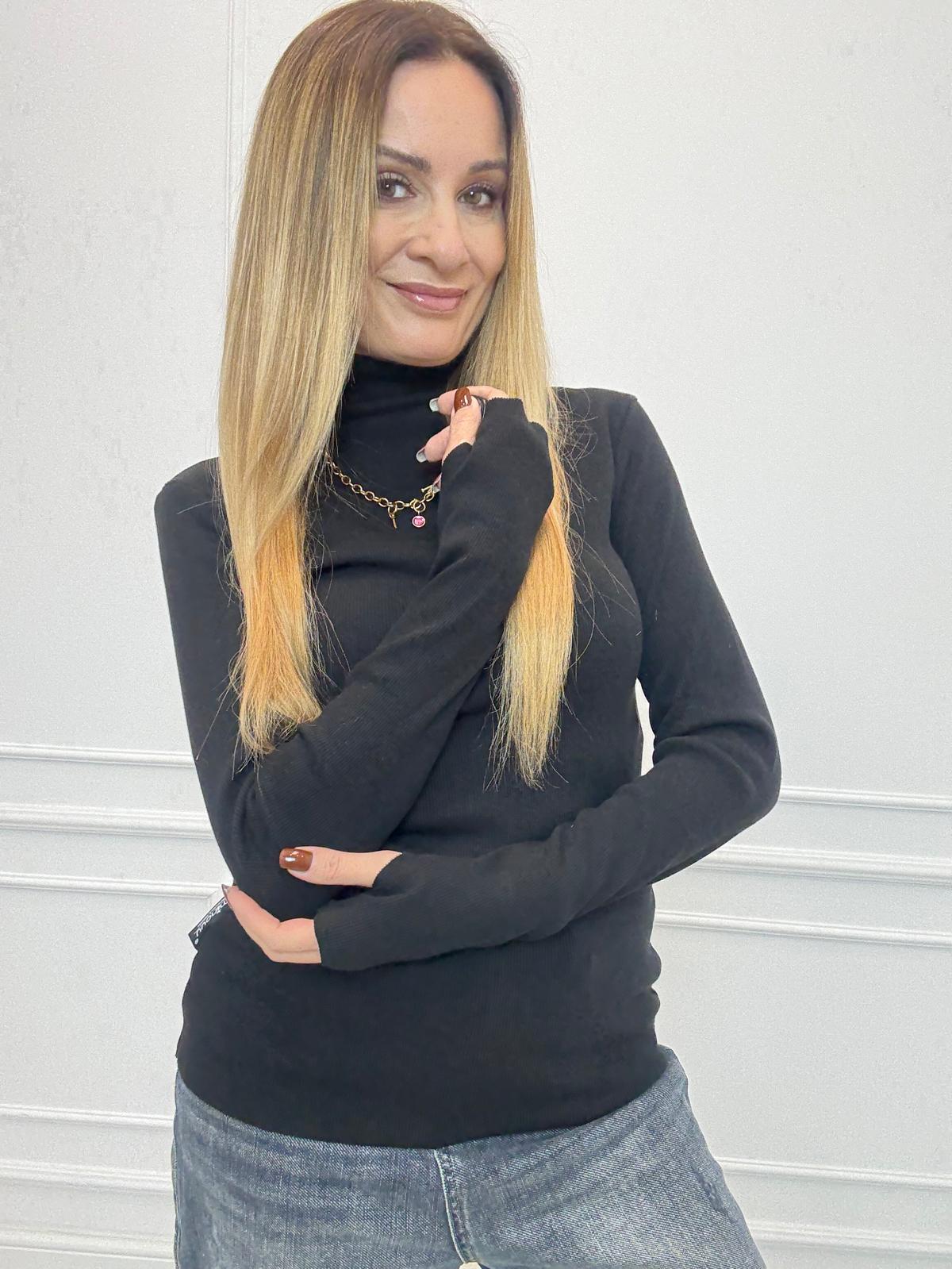 Czarny Sweter Golf Minouu ANAIS 