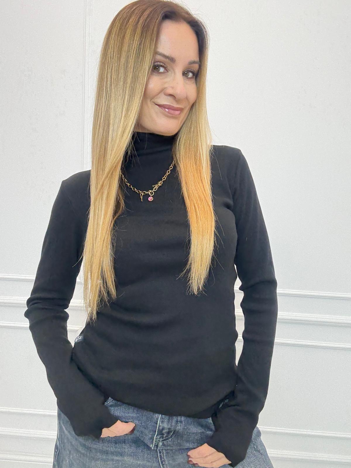 Czarny Sweter Golf Minouu ANAIS 