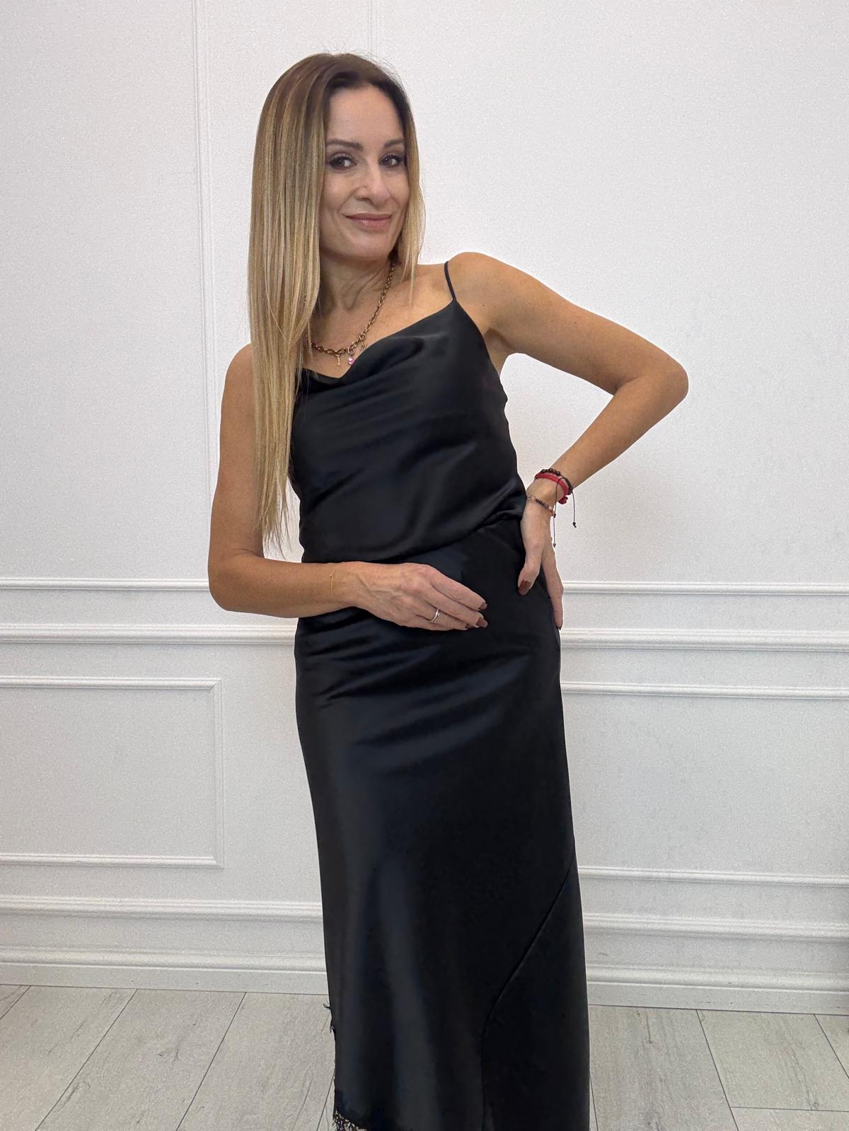 Czarna Bluzka Woda Top na Ramiączkach 