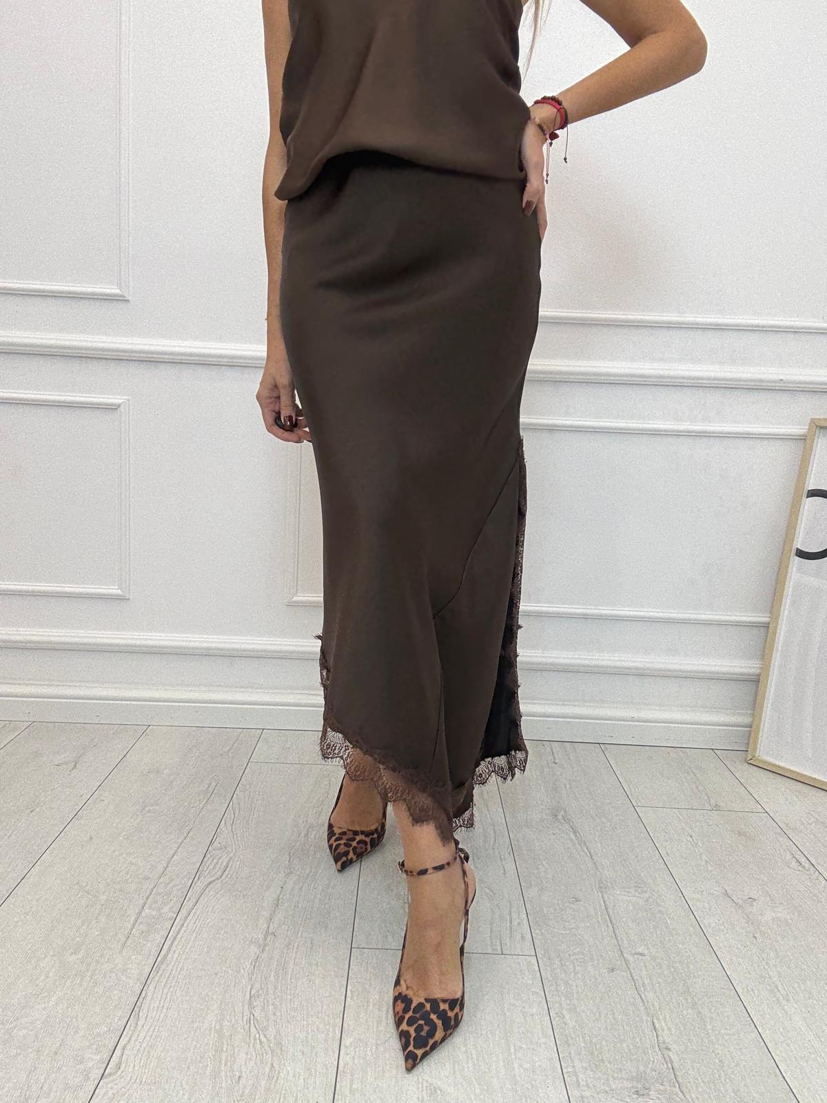 Spódnica Satyna Brąz 