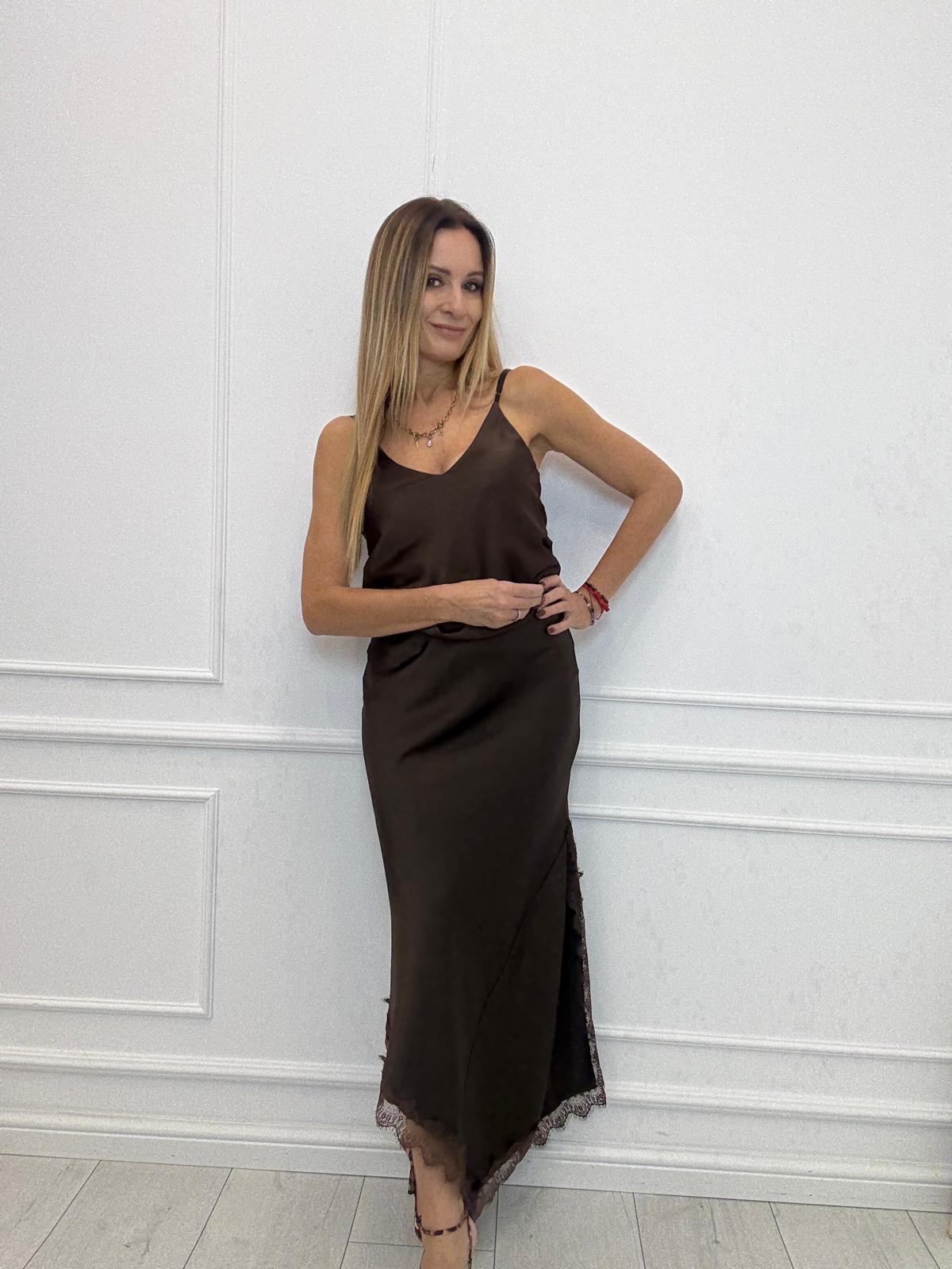 Spódnica Satyna Brąz 