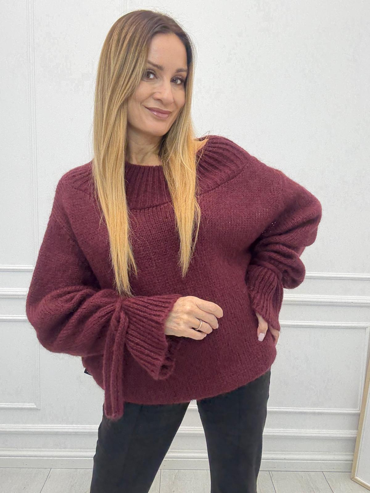 Bordowy Sweter Hiszpanka Minouu Moher