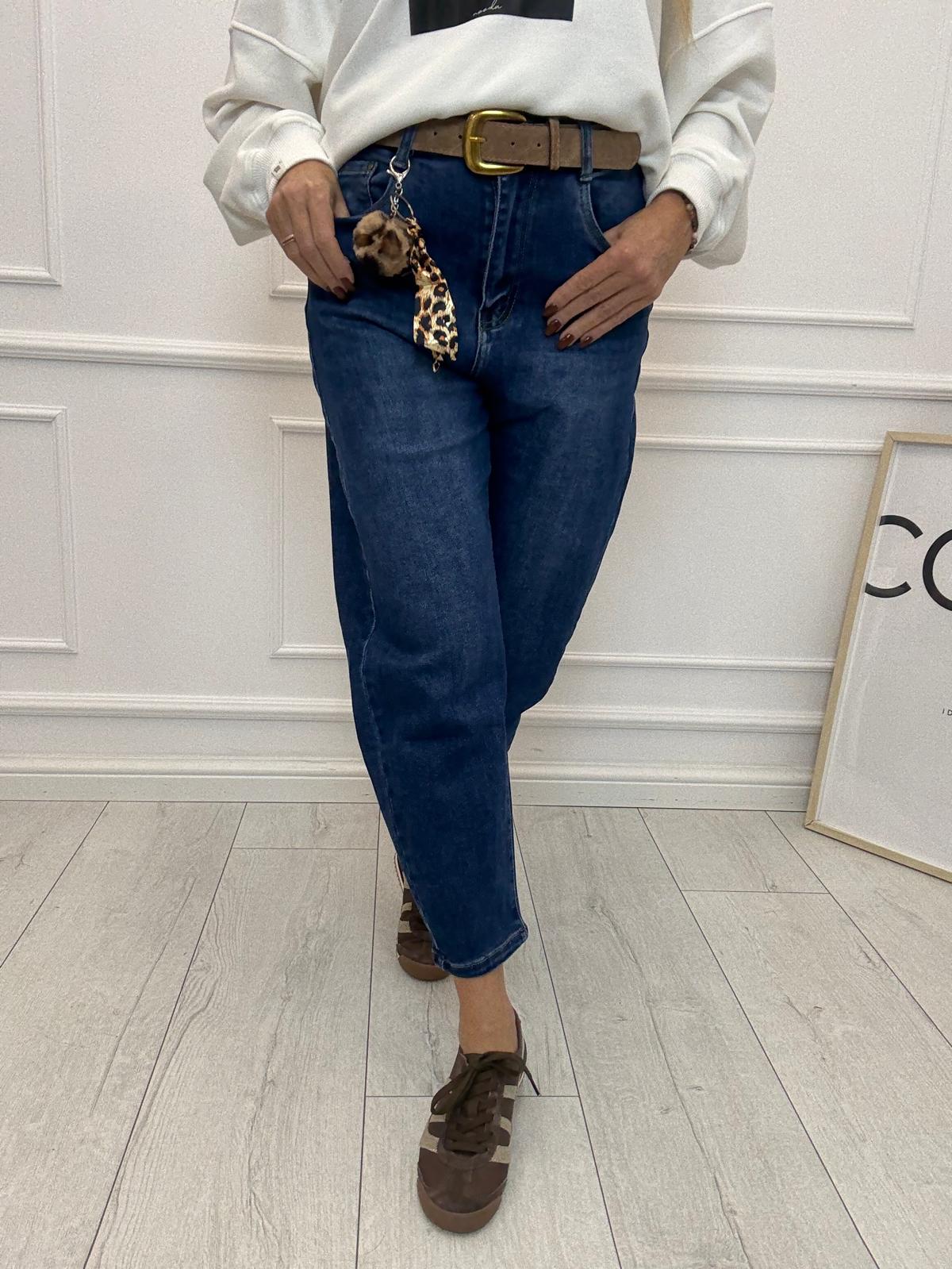 Spodnie Jeans M'Sara Balloon Fit z Paskiem + Przywieszka