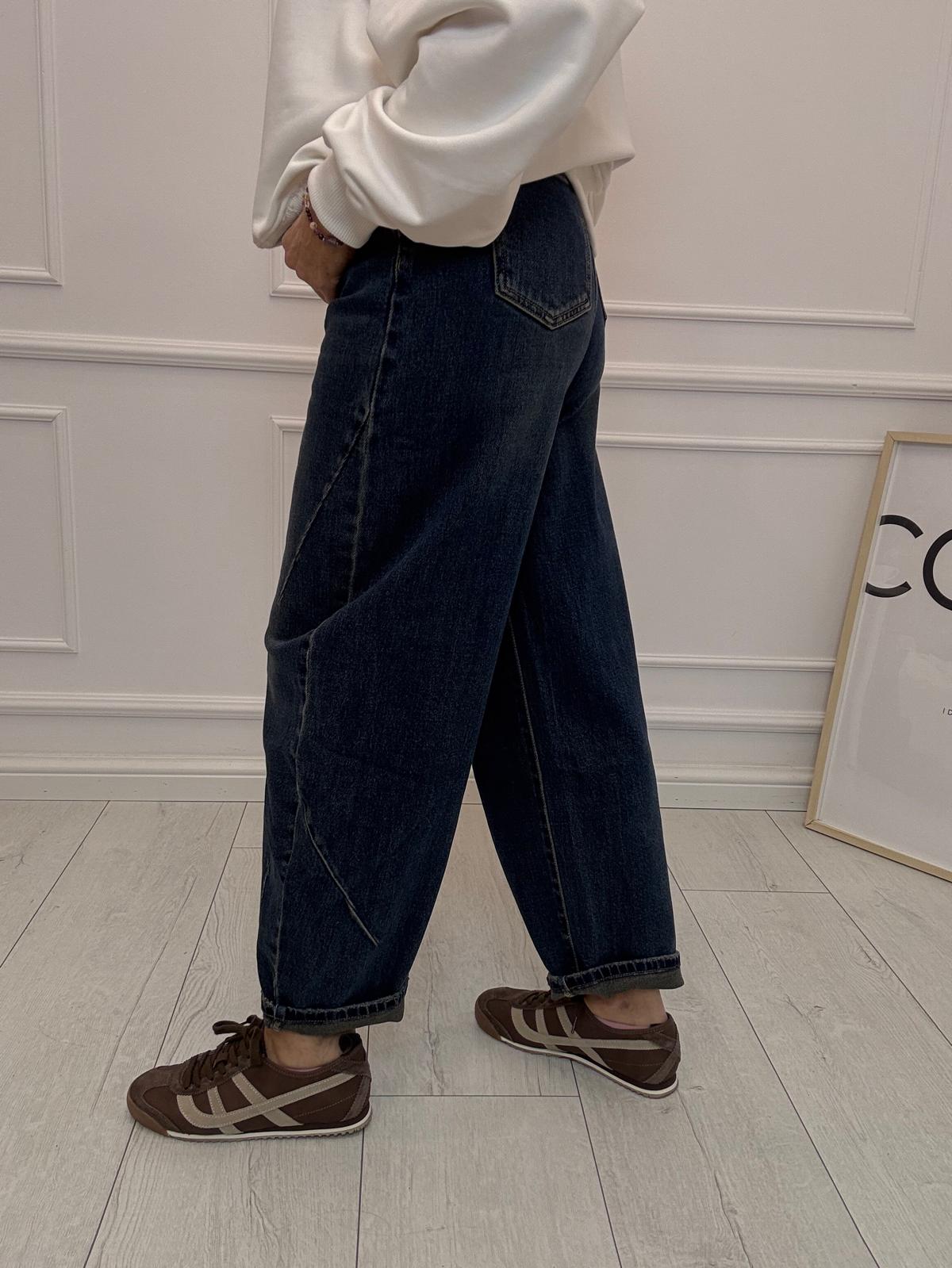 Dekatyzowane Niebieskie Retro Spodnie Jeans M'Sara Balloon 