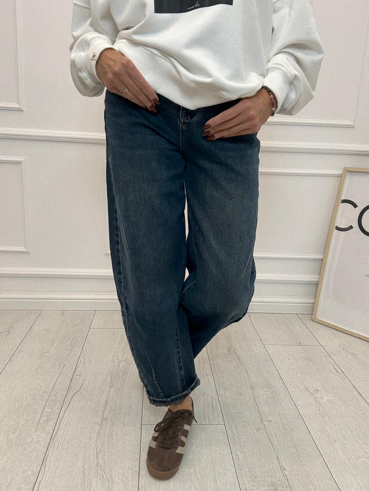 Dekatyzowane Niebieskie Retro Spodnie Jeans M'Sara Balloon 