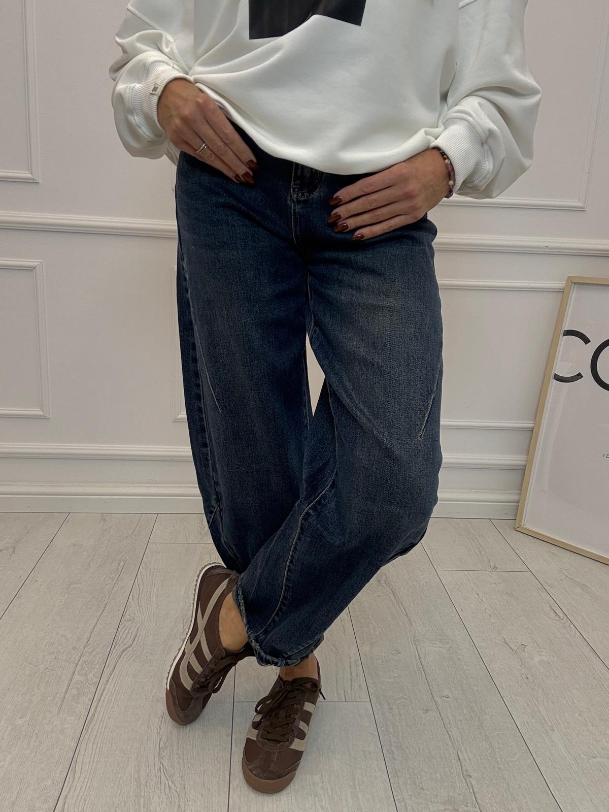 Dekatyzowane Niebieskie Retro Spodnie Jeans M'Sara Balloon 
