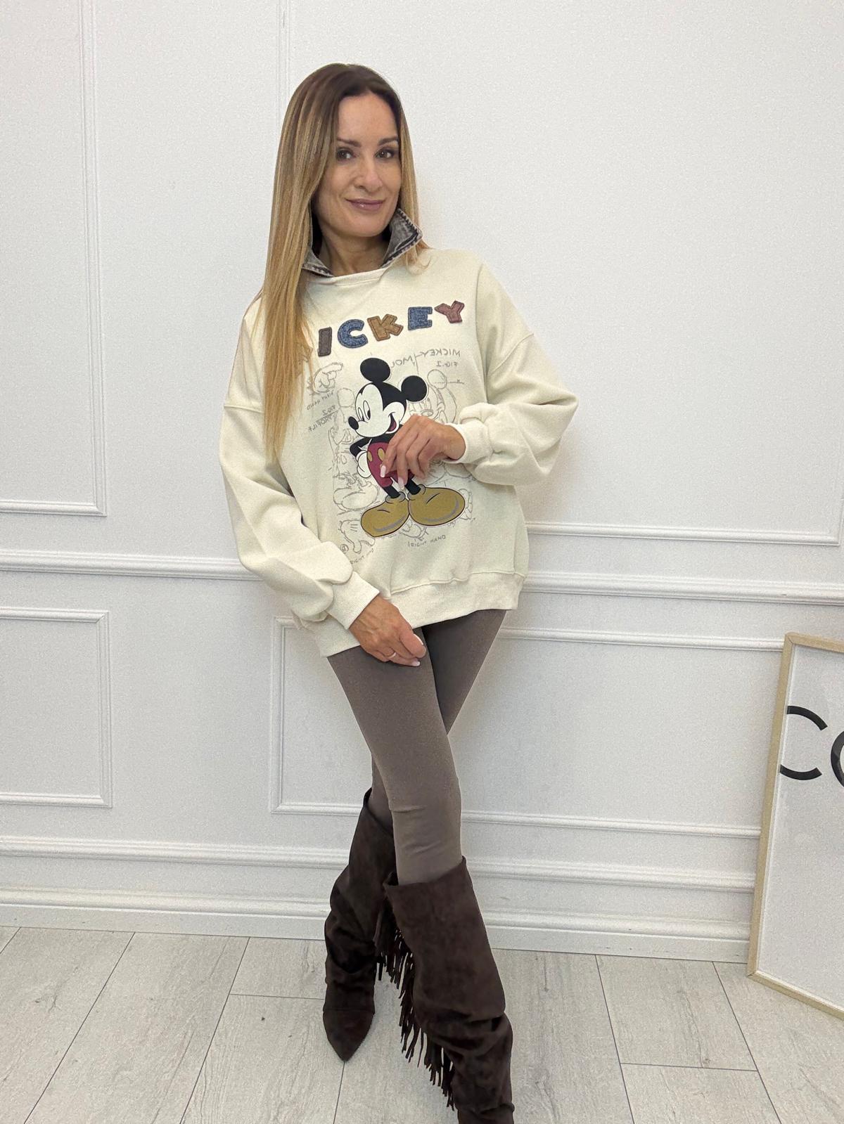 Beżowa Bluza z Myszką Mickey