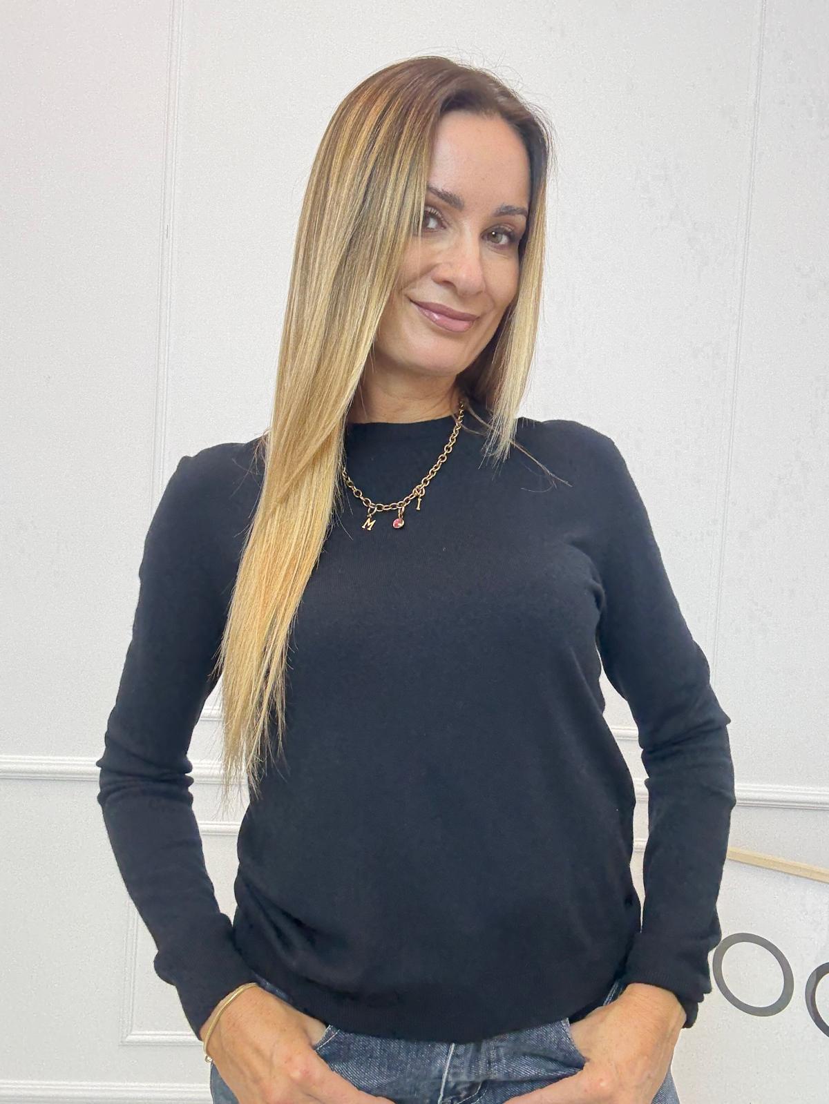 Sweterek na Długi Rękaw Angora Czarny