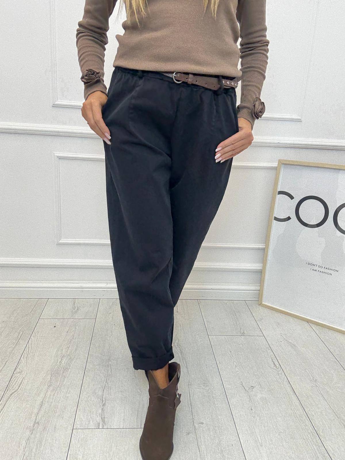 Czarne Spodnie z Paskiem