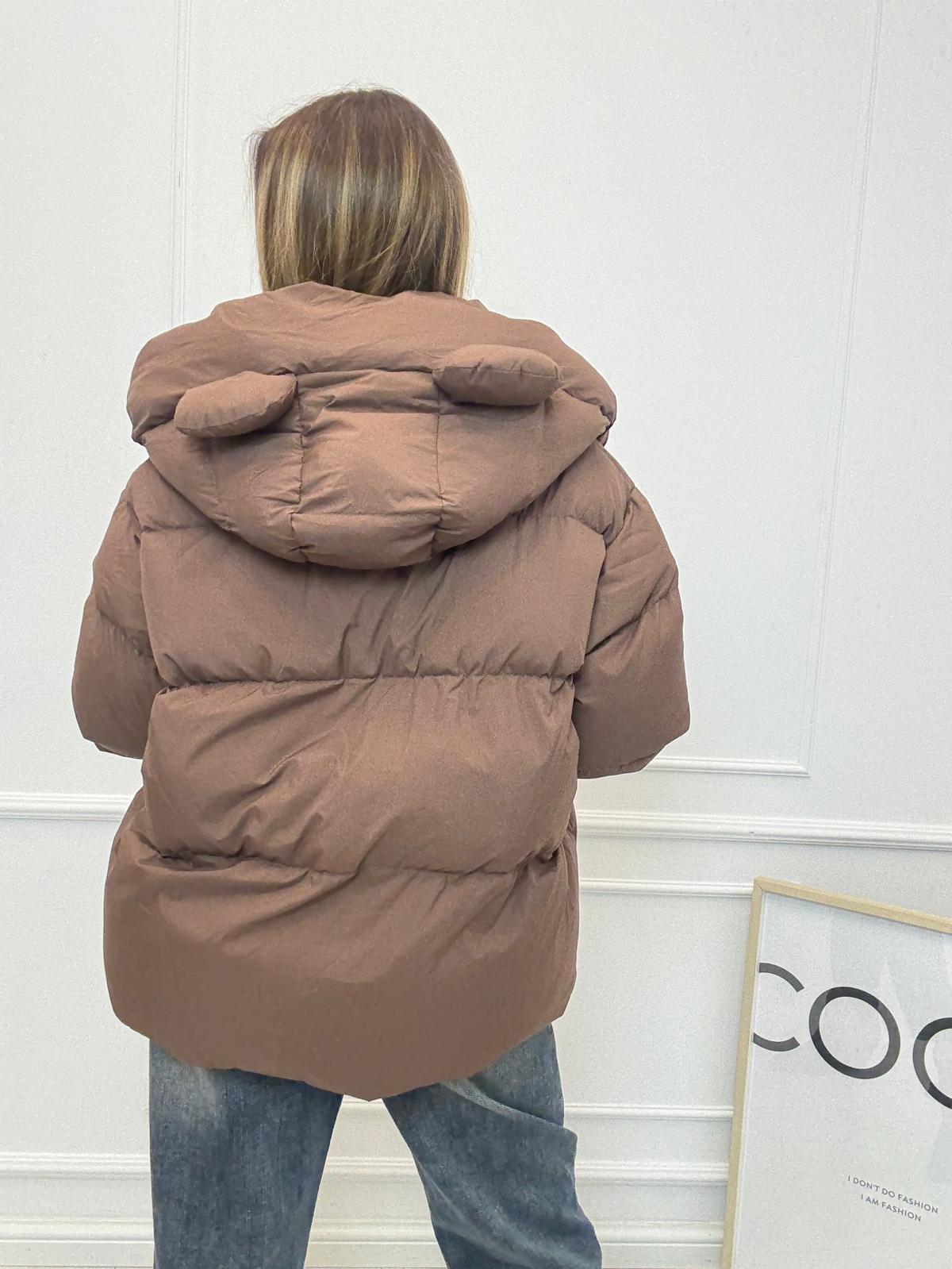 Ciepła i Stylowa Brązowa Puchowa Kurtka