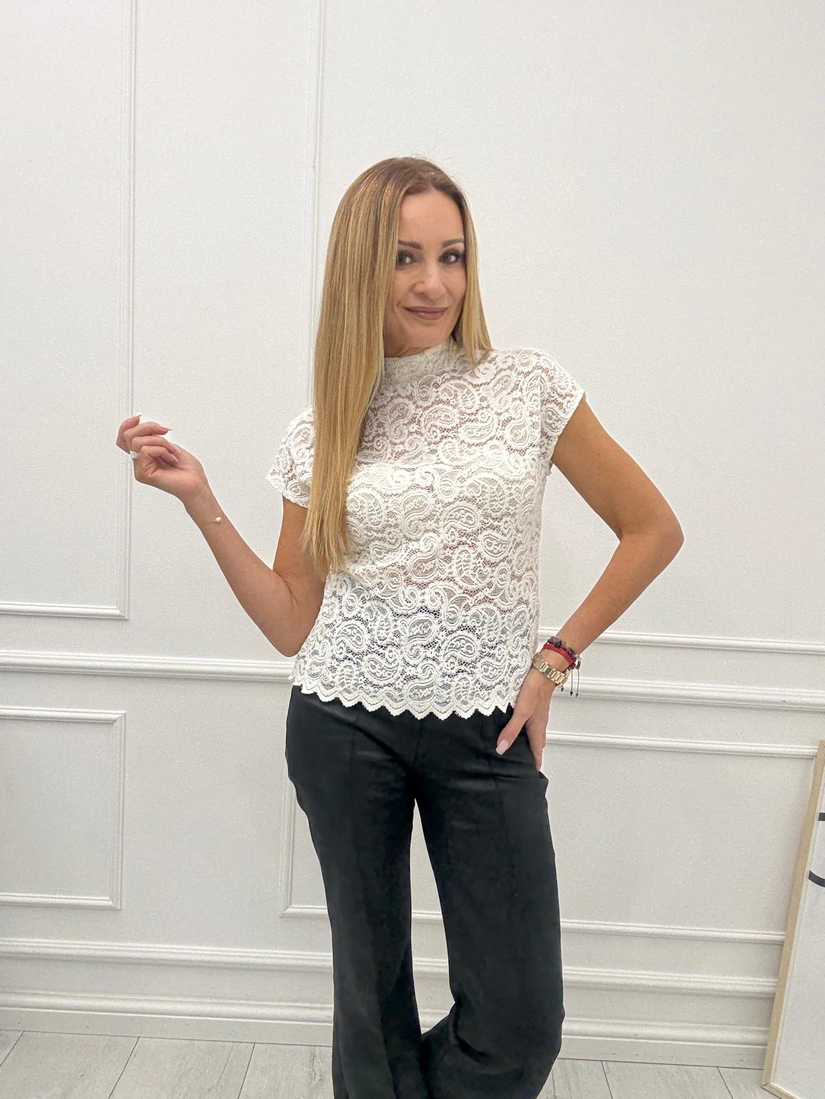 Biała Bluzka Koronkowa 