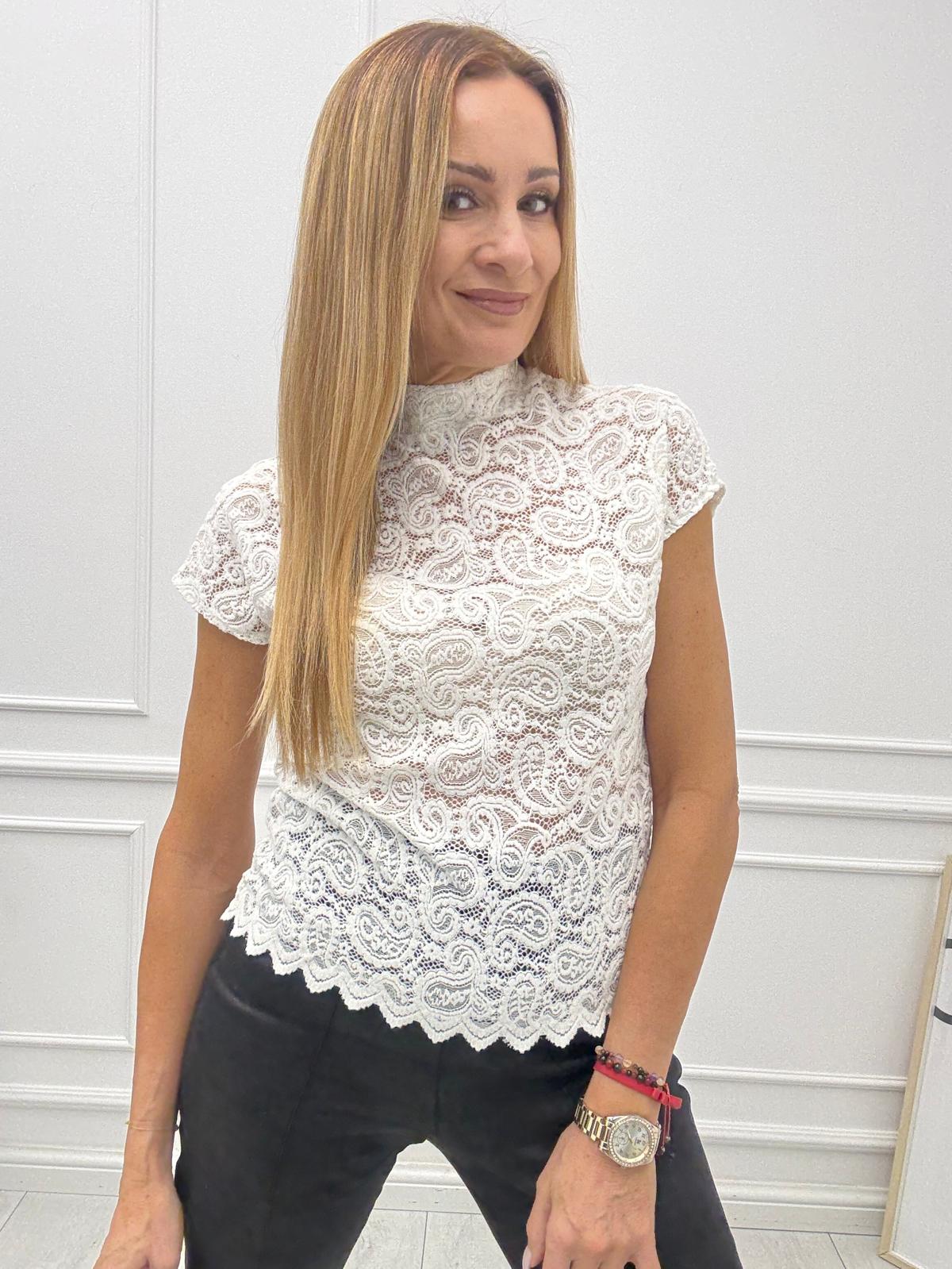 Biała Bluzka Koronkowa 