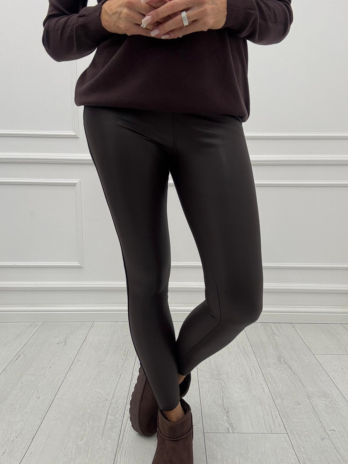 Czekolada Spodnie Leginsy Eko Skóra 