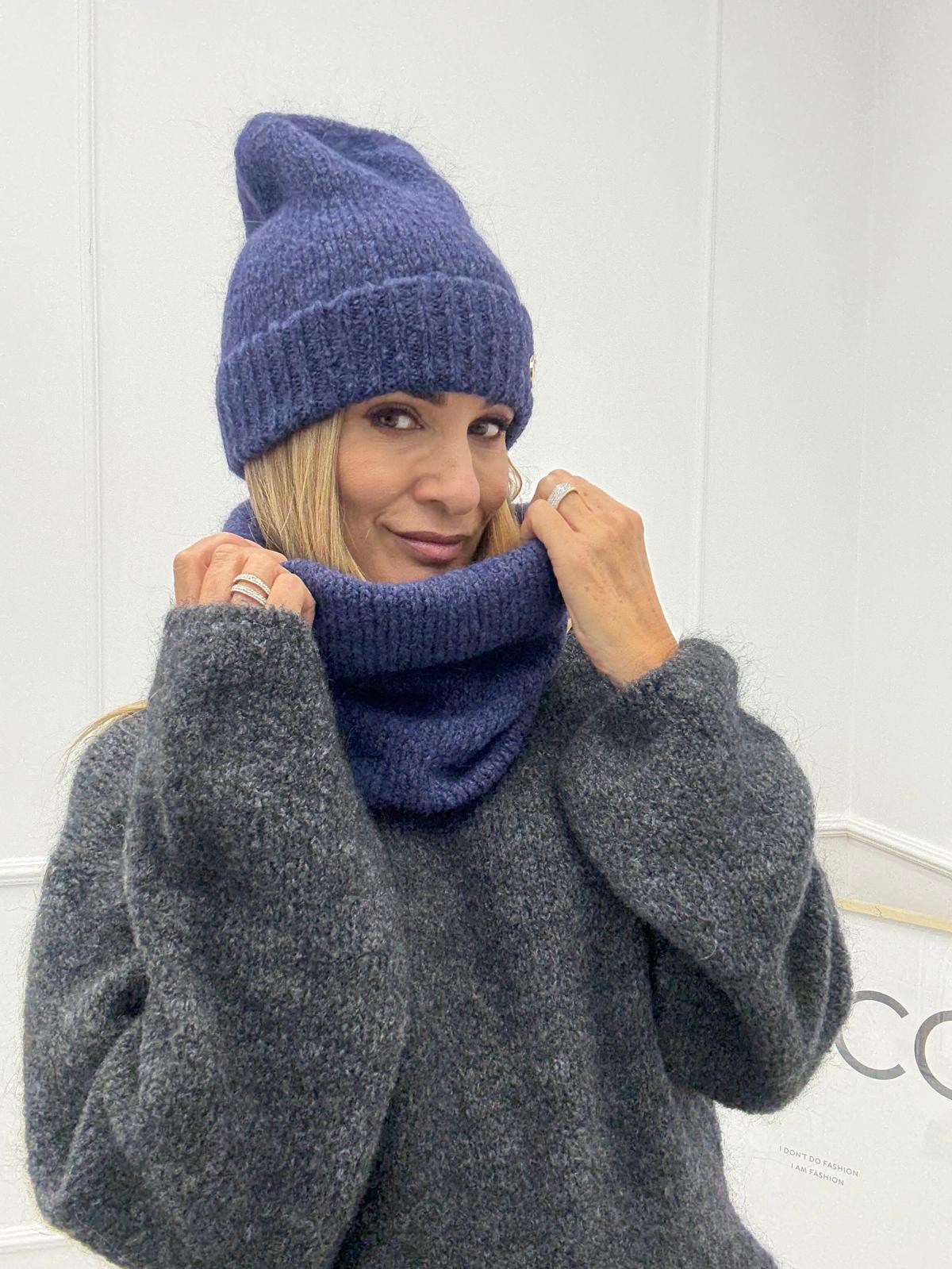 Jeansowy Dwuczęściowy Komplet z Kid - Moher Minouu 