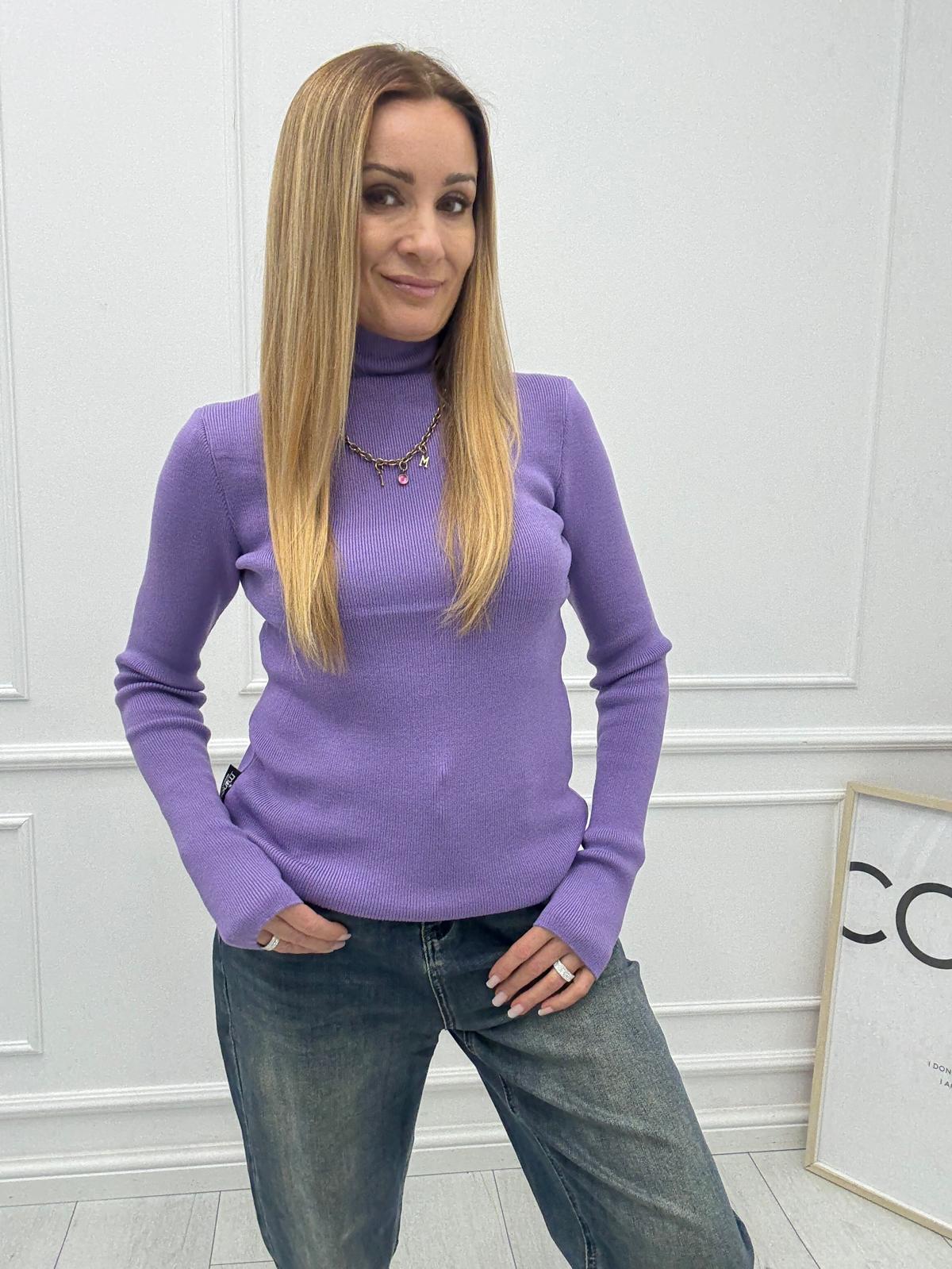 Sweter Minouu Półgolf Wiskoza Niezapominajka