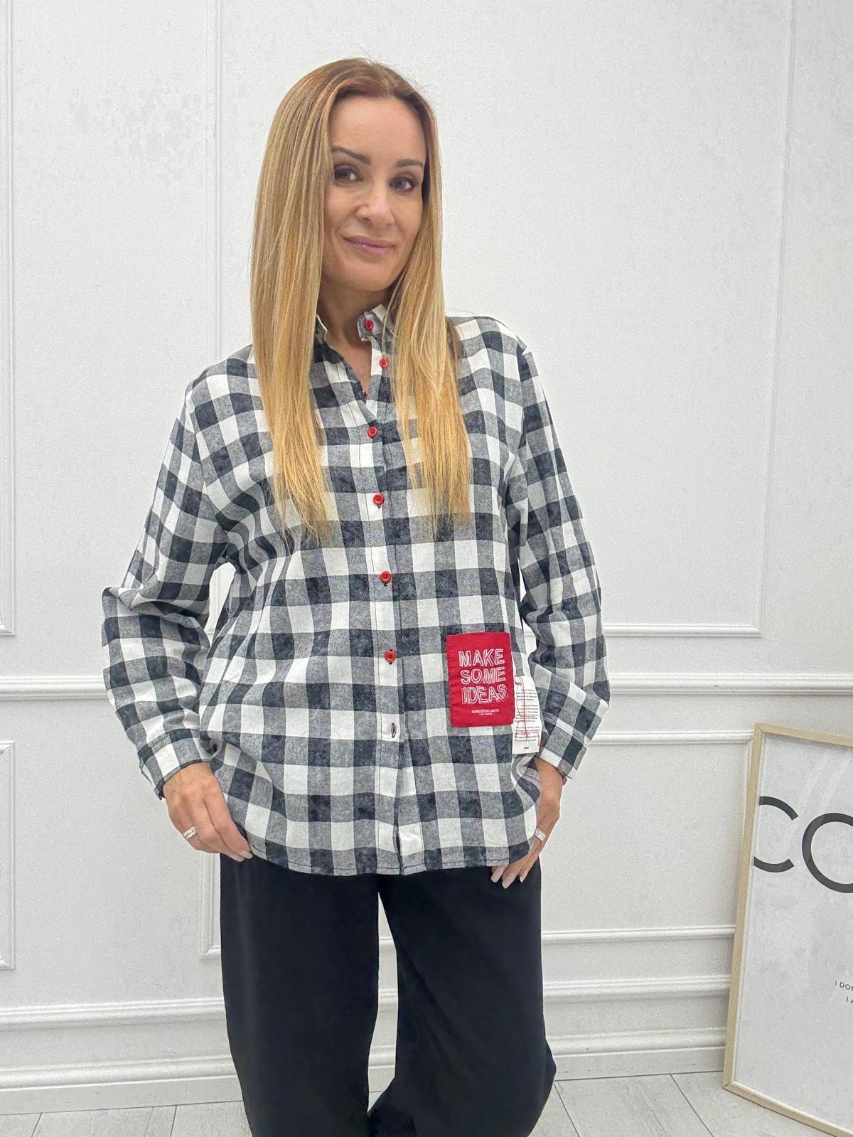 Czarno Biała Koszula w Kratę 