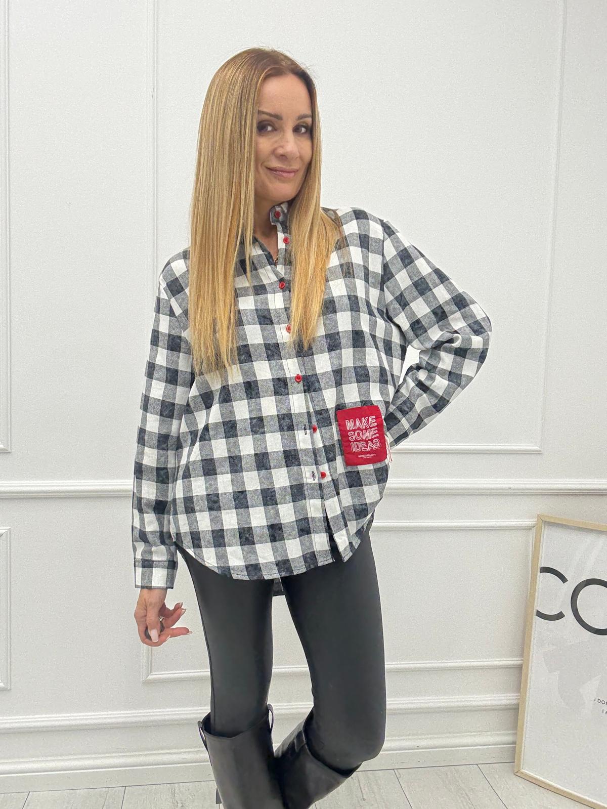 Czarno Biała Koszula w Kratę 