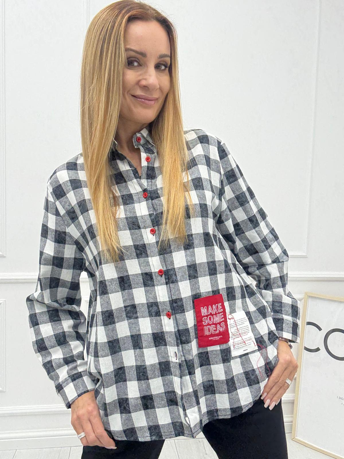 Czarno Biała Koszula w Kratę 