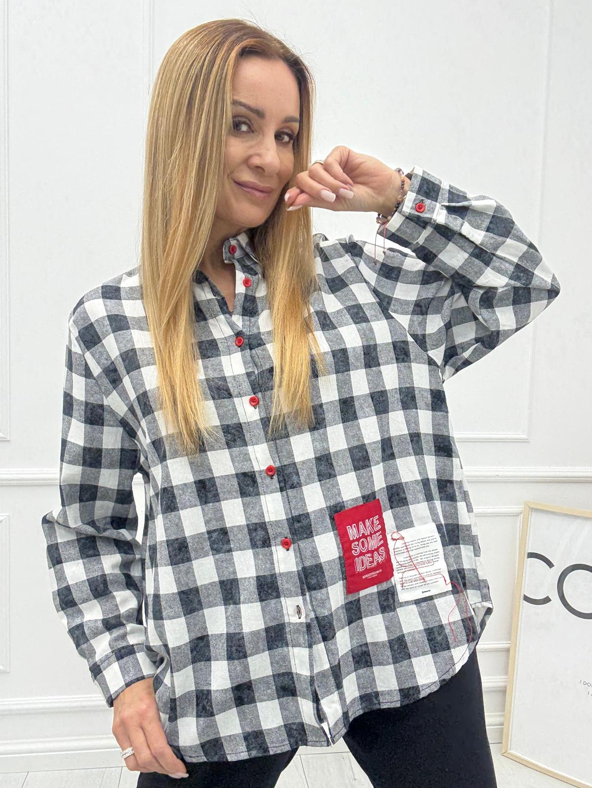 Czarno Biała Koszula w Kratę 