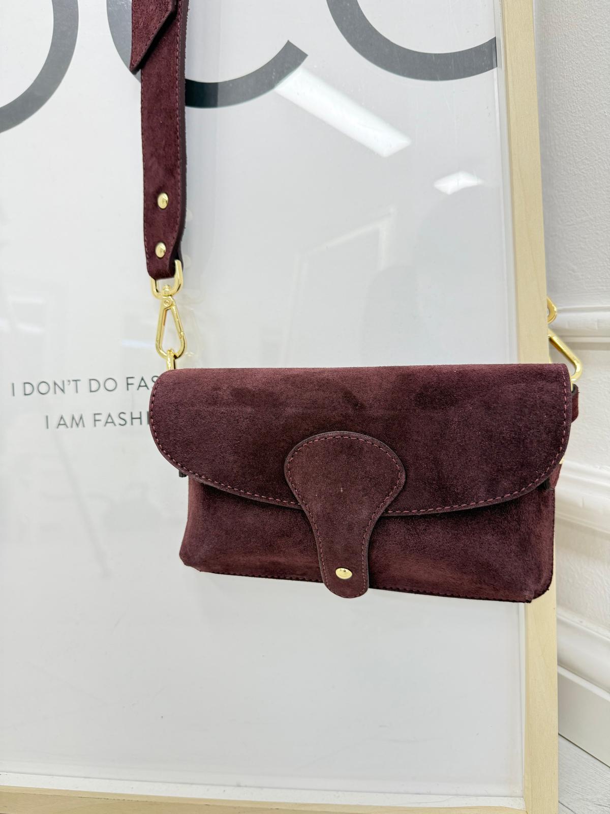 Zamszowa Torebka Bordowa