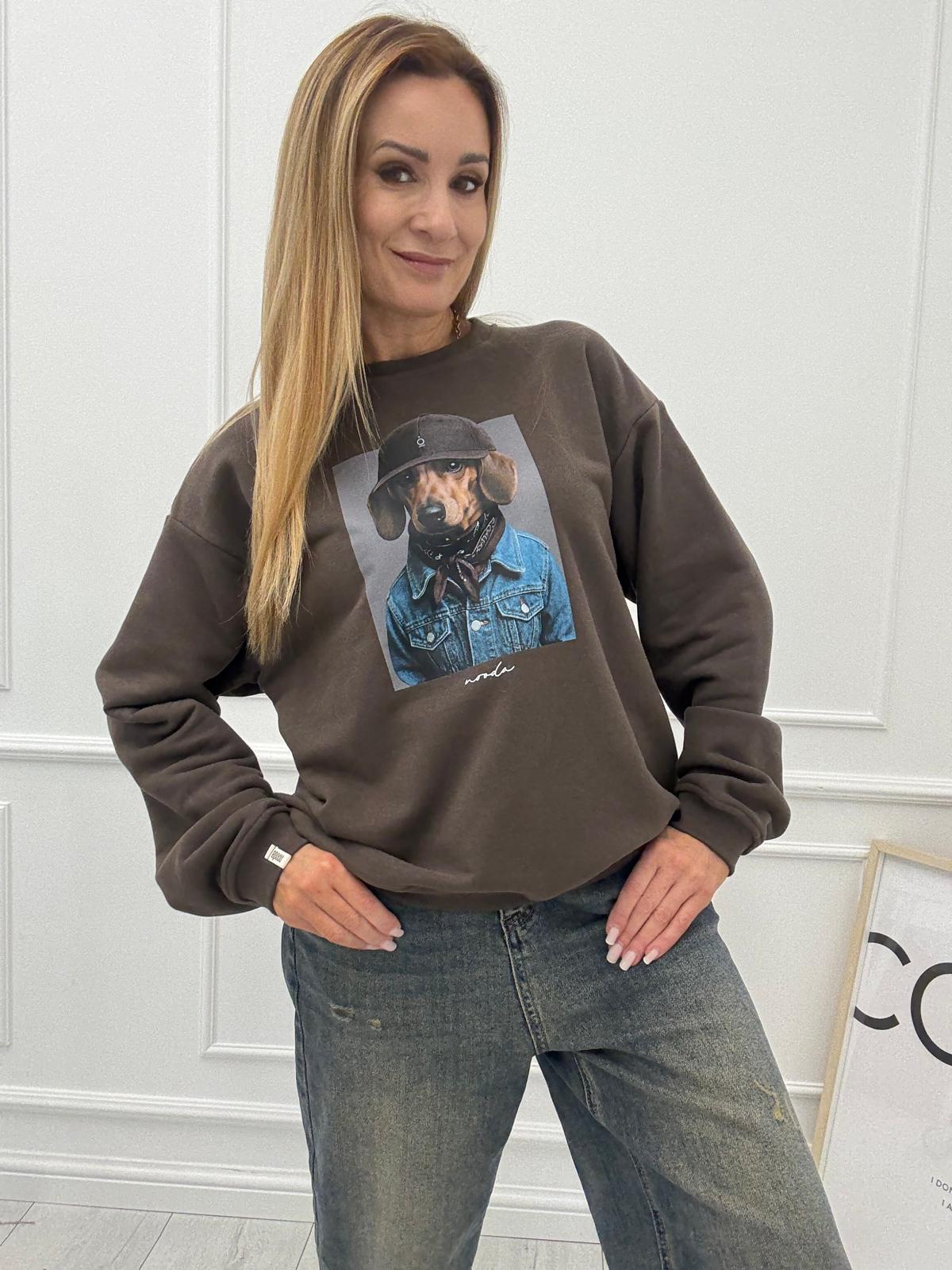  Bluza Nooda Jamnik w Czapce Kolor Czekoladowy