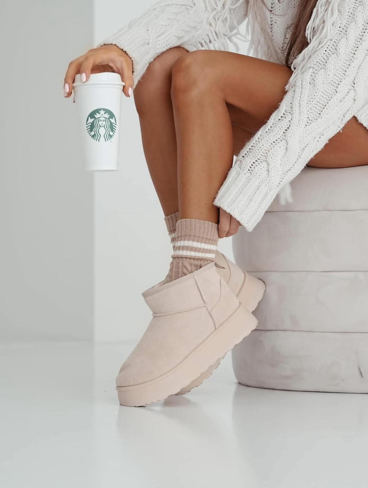 Skarpetki Damskie Warkocz Beżowe z Paskami