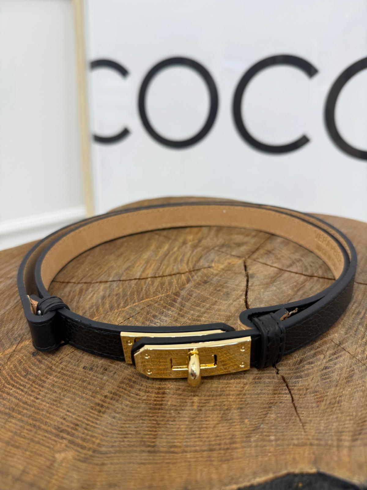 Pasek ala' Hermes Skóra Naturalna Kolor Czarny