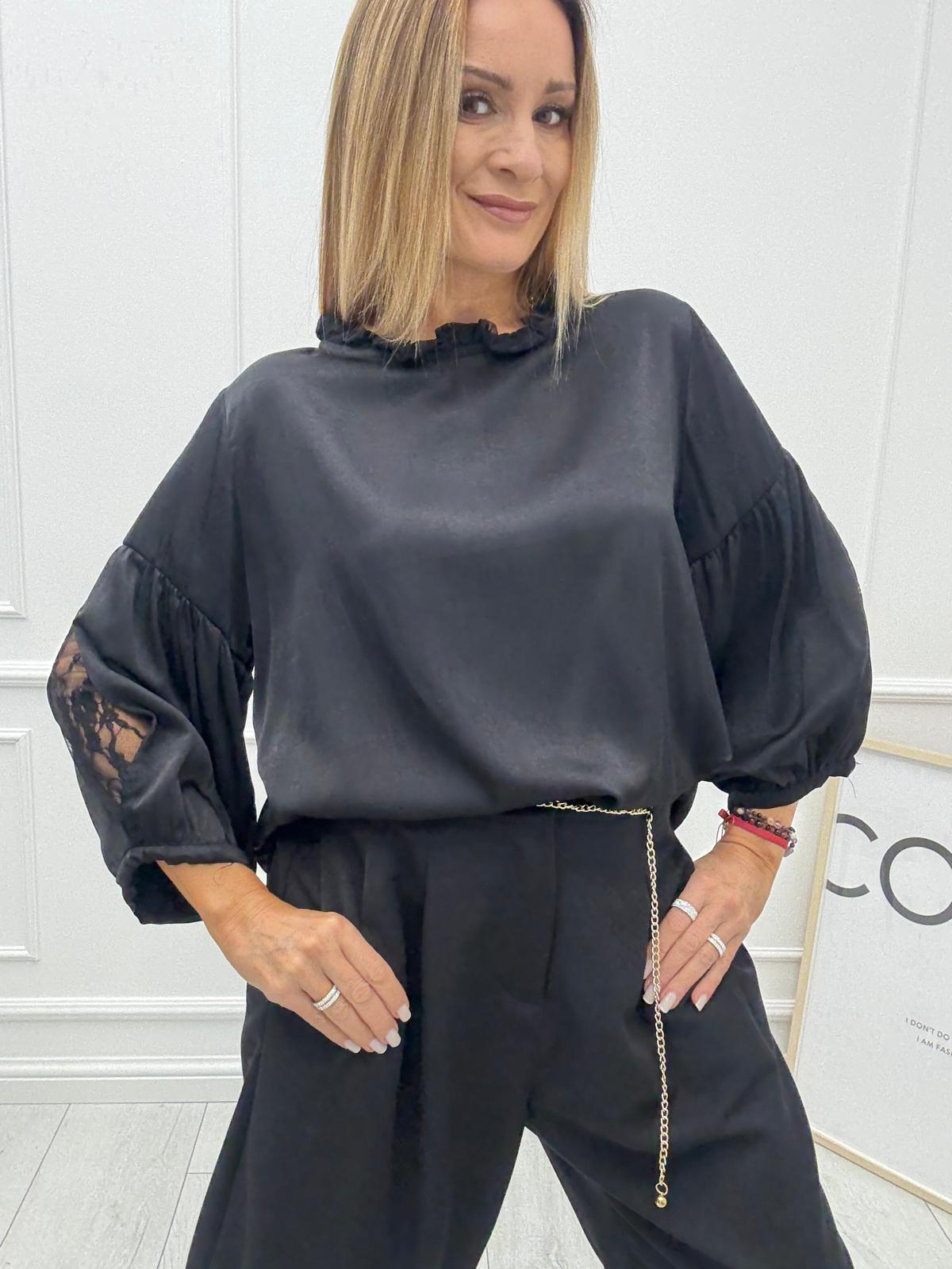 Bluzka Koszula Bufki Minouu Czarna