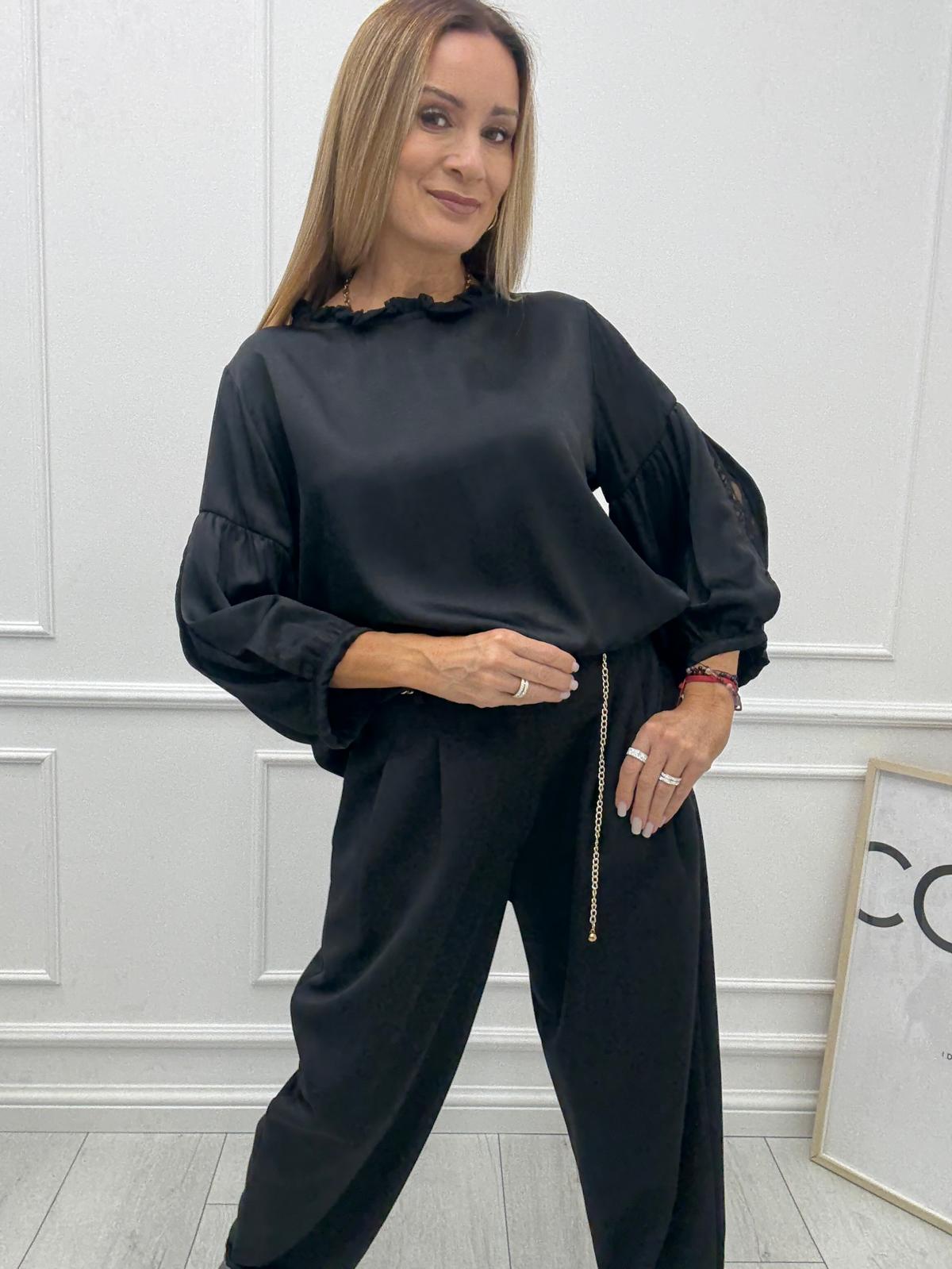 Bluzka Koszula Bufki Minouu Czarna