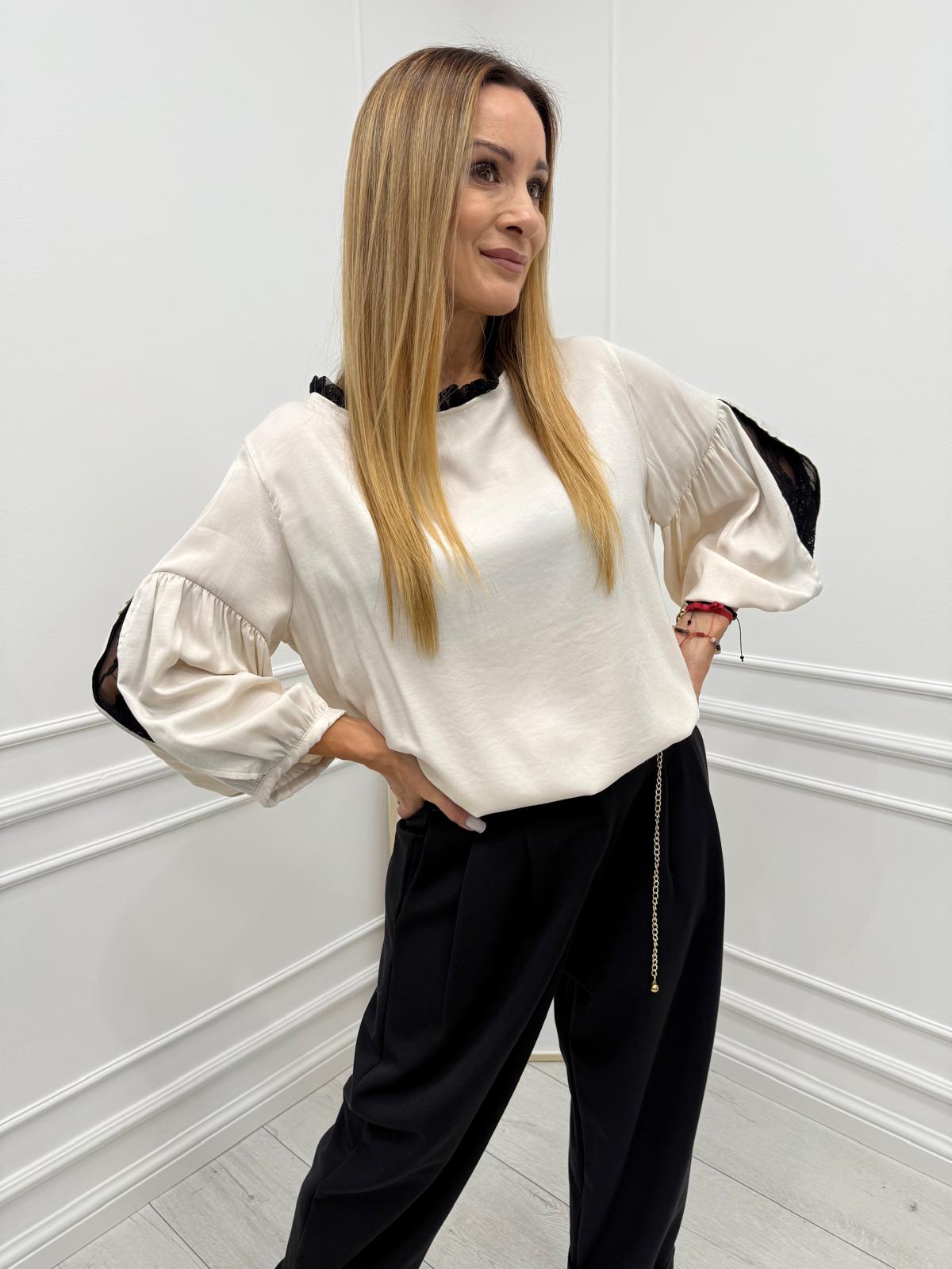 Bluzka Koszula Bufki Minouu Krem