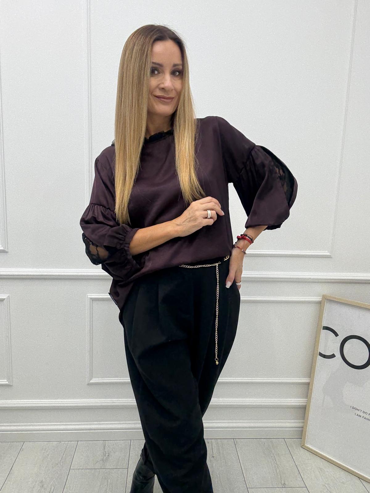 Bluzka Koszula Bufki Minouu Śliwka