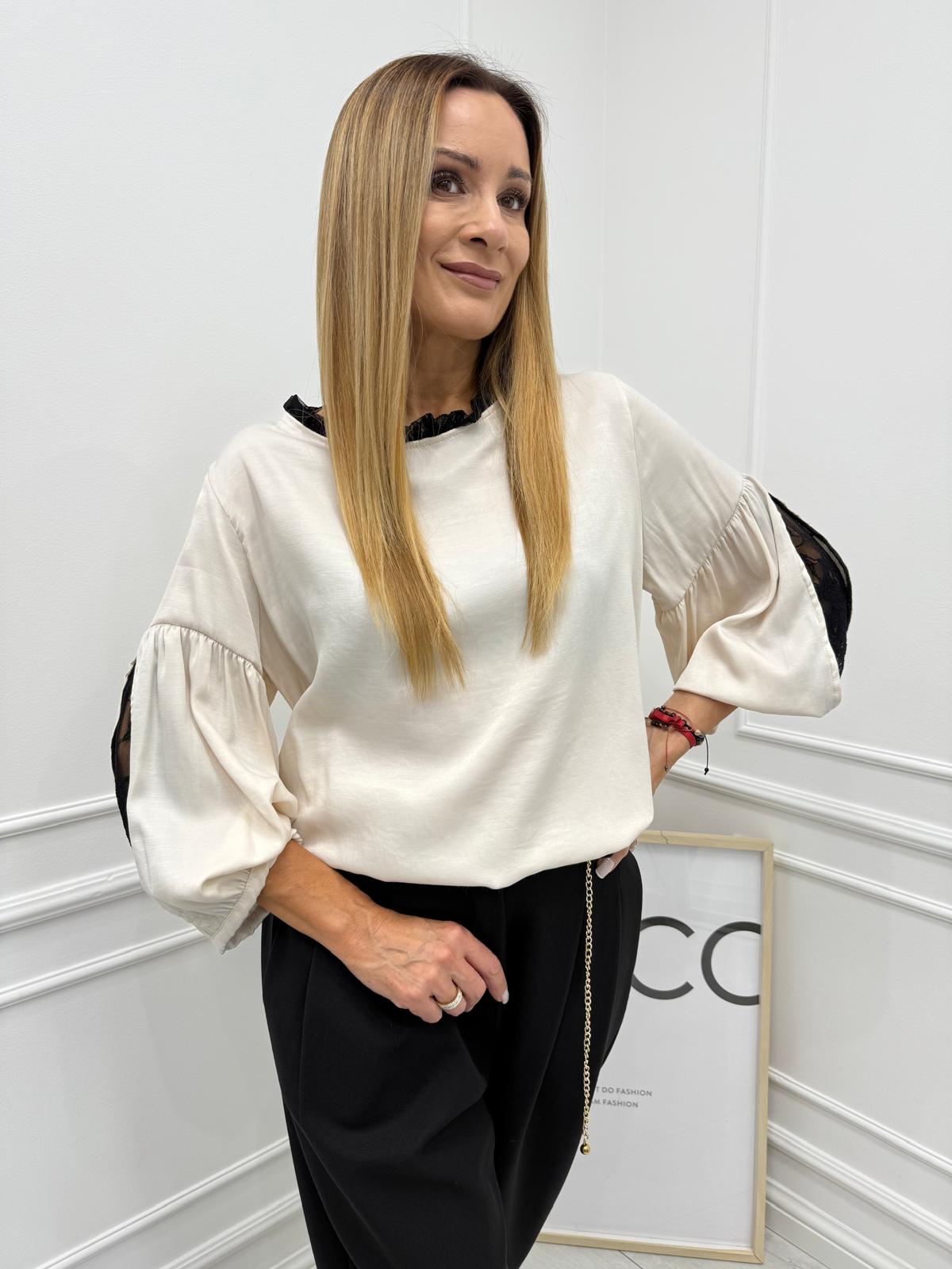 Bluzka Koszula Bufki Minouu Krem