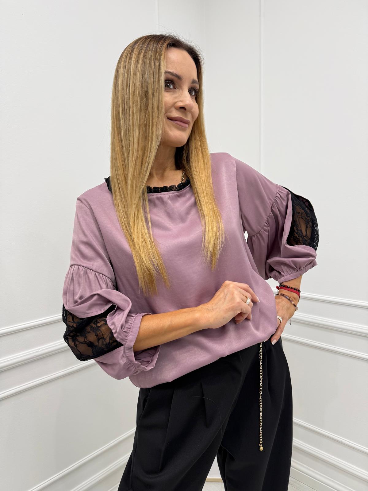 Bluzka Koszula Bufki Minouu Różowa