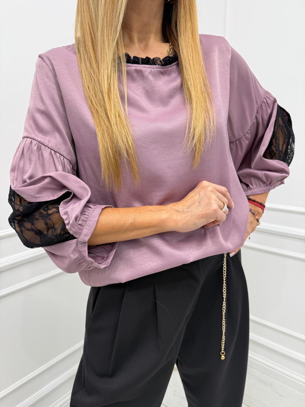 Bluzka Koszula Bufki Minouu Różowa