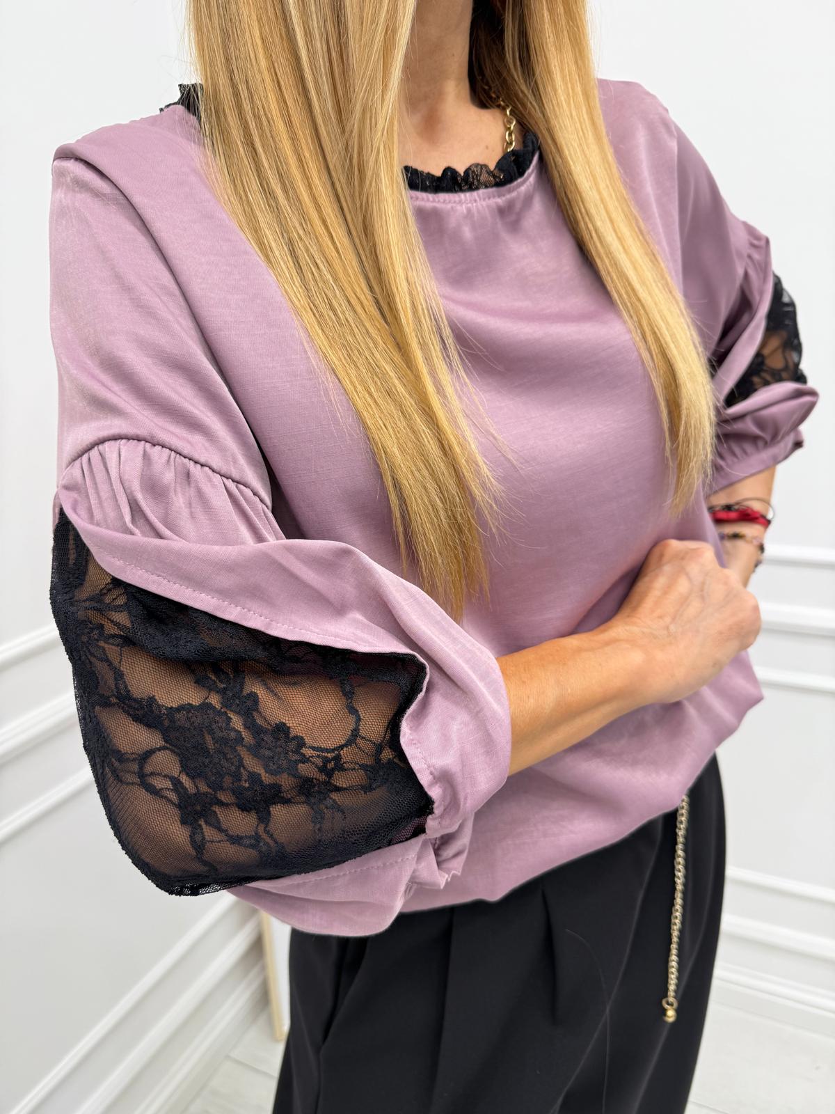 Bluzka Koszula Bufki Minouu Różowa