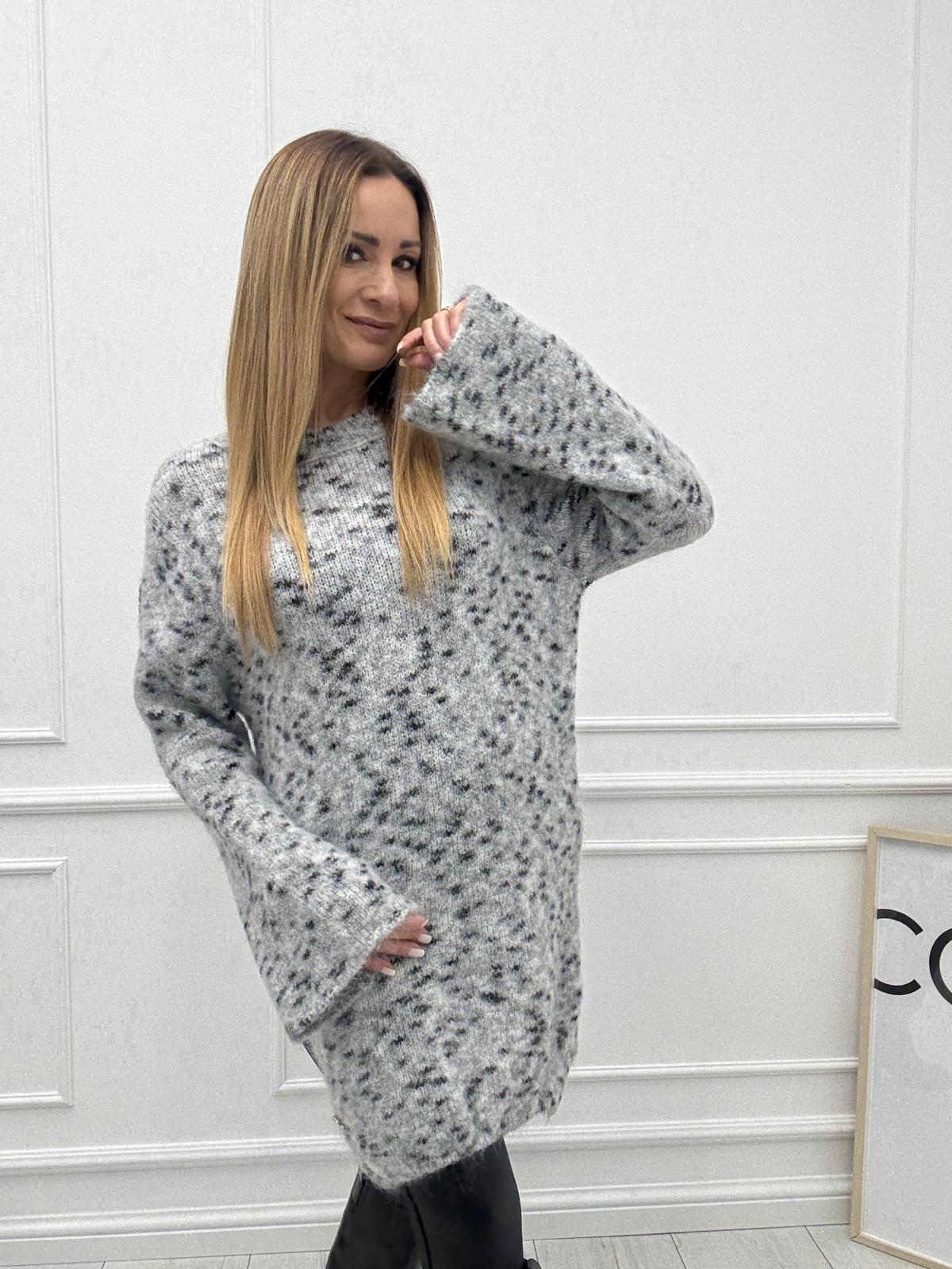 Tunika Sweter Minouu Szary z Grafitem