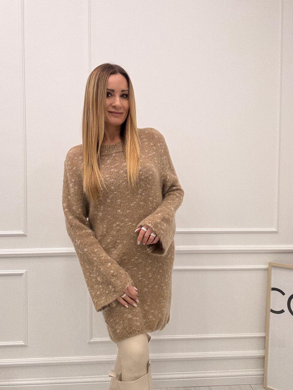 Tunika Sweter Minouu Beż z Piaskiem