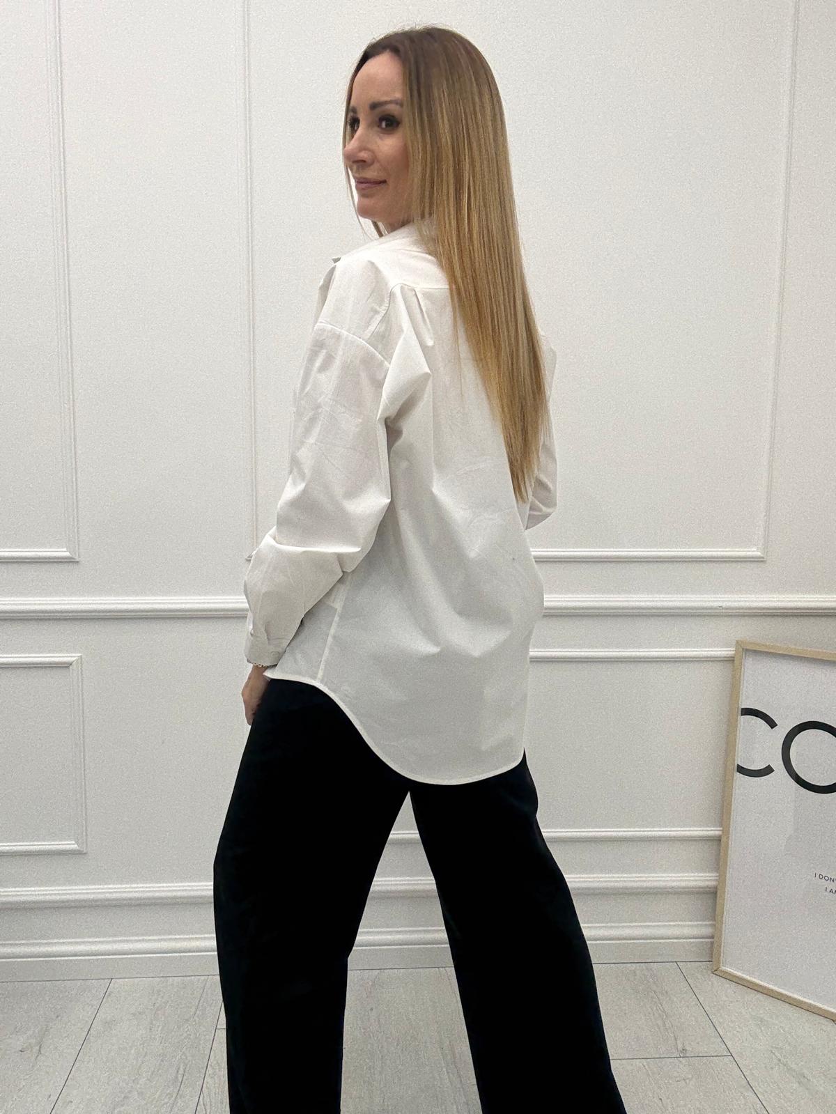 Biała Koszula z Perłowymi Kokardami