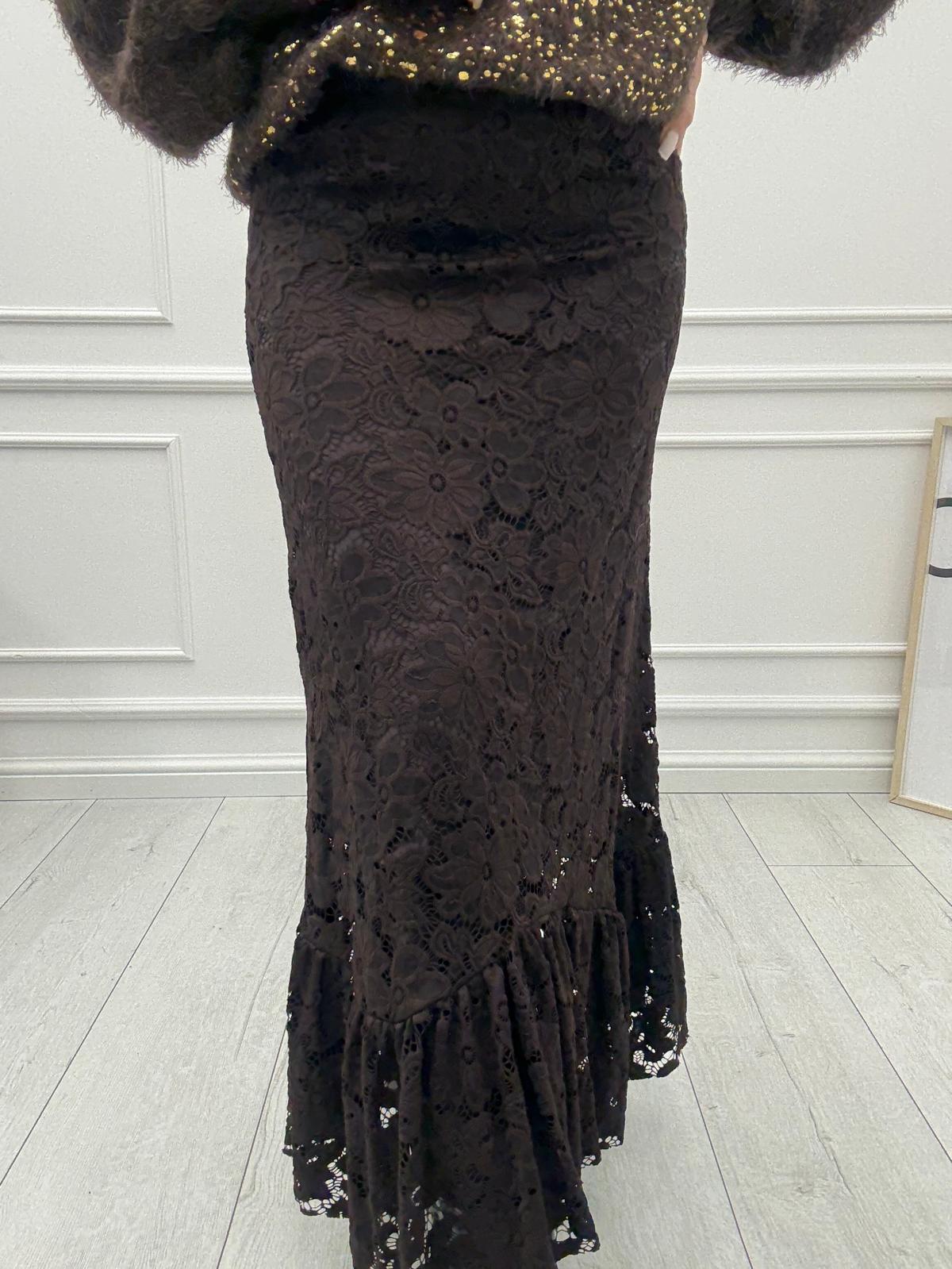 Spódnica Minouu Czekoladowa Koronkowa