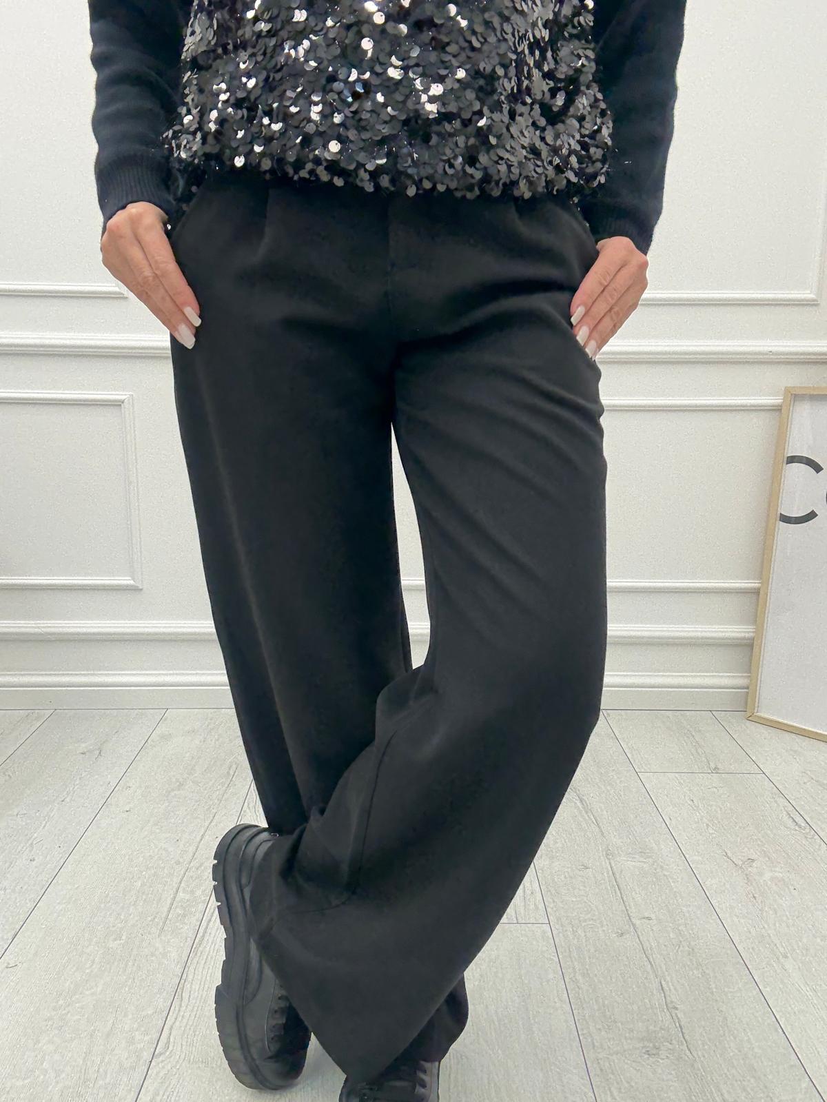 Czarne Spodnie z Cekinowymi Kieszeniami