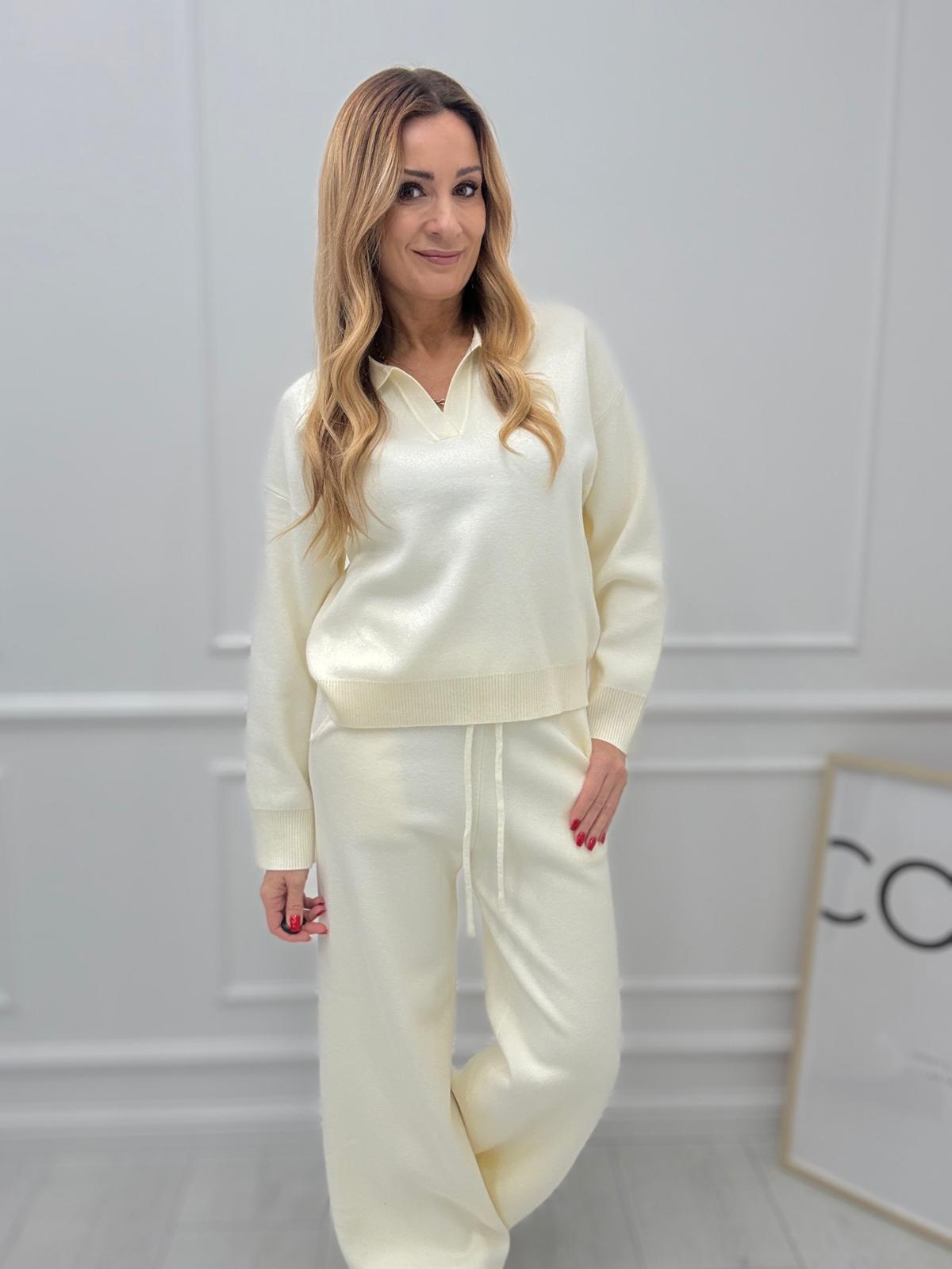 Elegancki Komplet Dresowy Śmietana