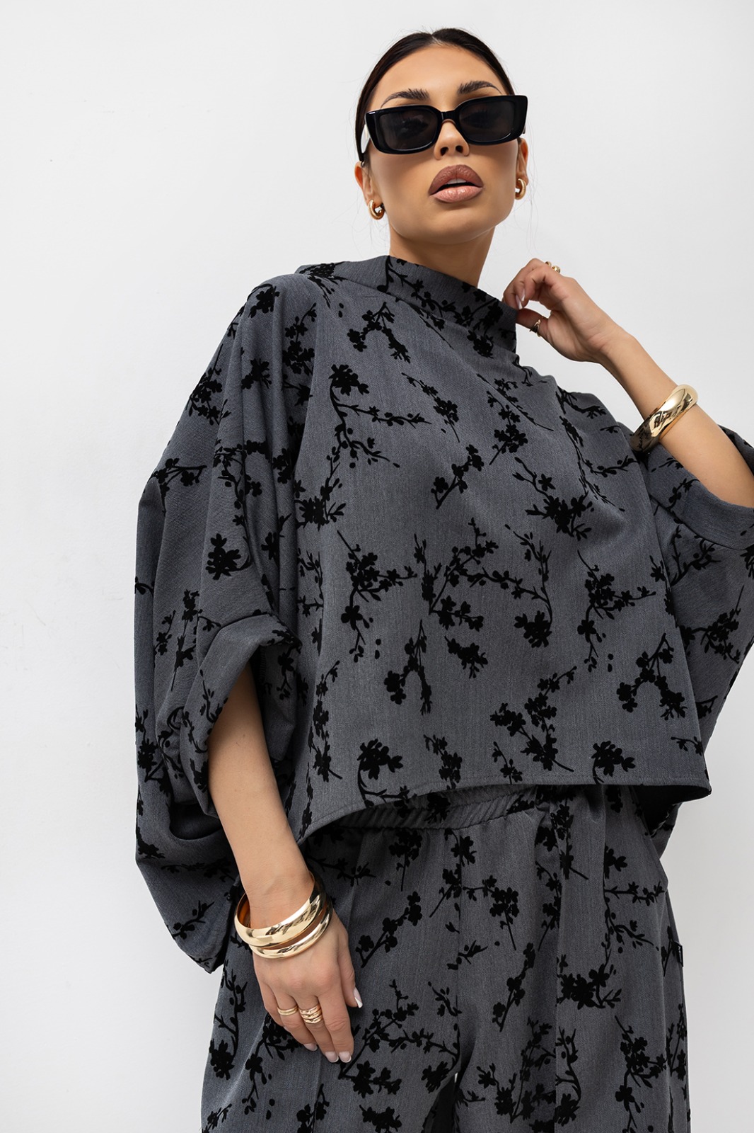 Damska Bluzka Roses Kimono (szary) Miss City Official