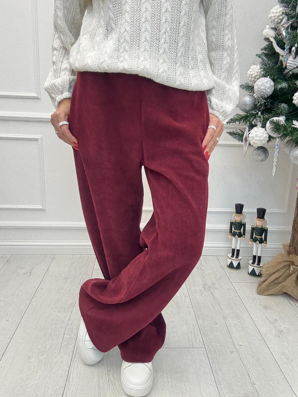 Wino Szerokie Spodnie Szenilowe Szwedy Minouu 