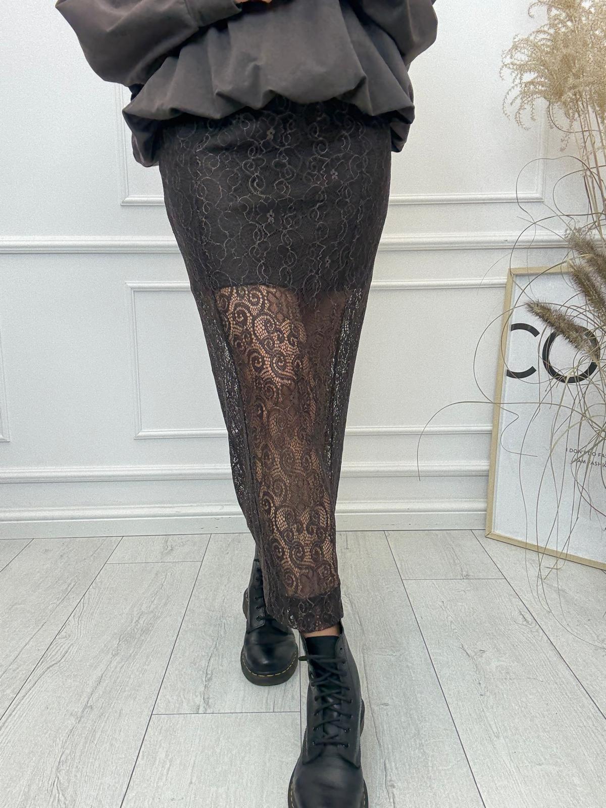 Spódnica Elastyczna Koronkowa Lumina Czekolada